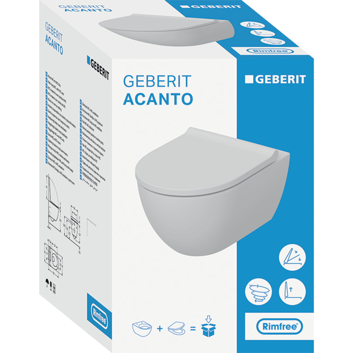 GEBERIT ACANTO hængetoilet/sæde 360x385x530mm t/indb.cist porcel