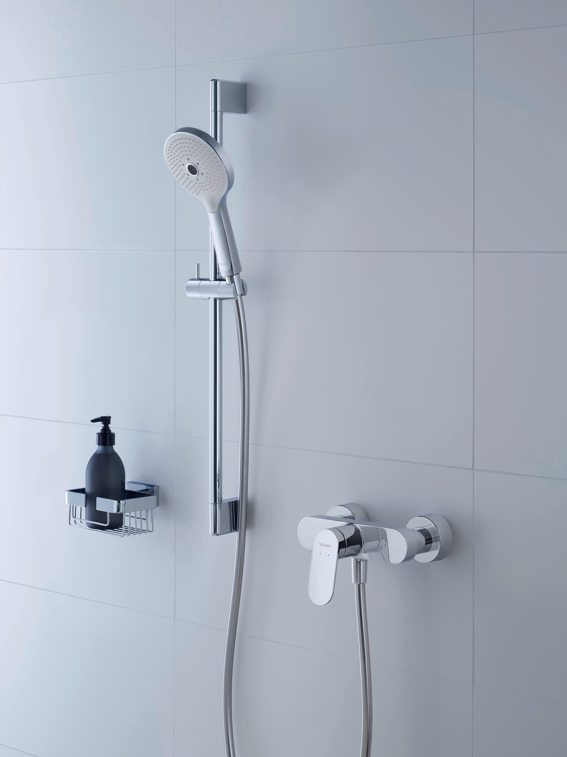 Duravit brusesæt 700, 3jet Clik med silikonedyser, krom