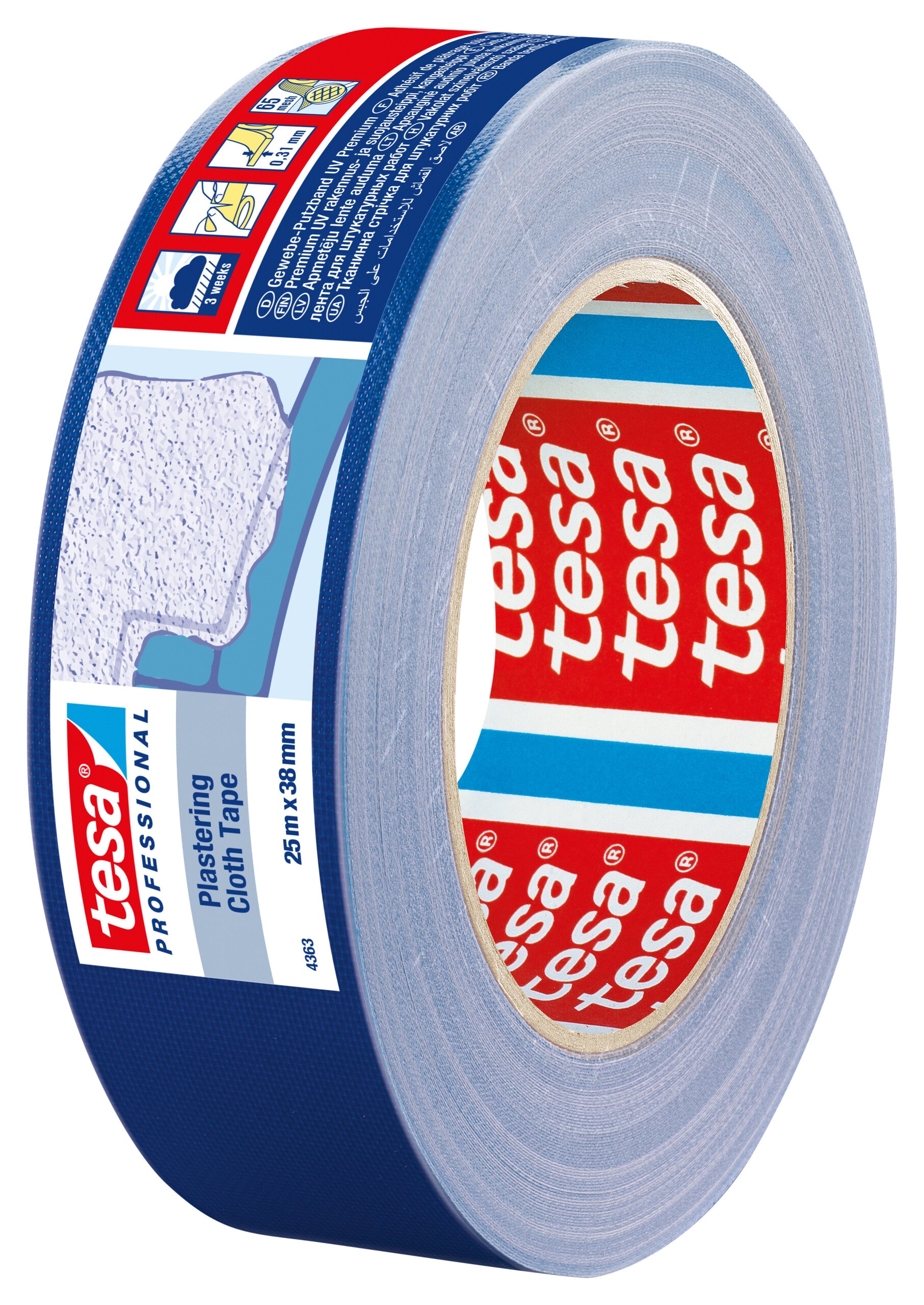 LÆRREDSTAPE BLÅ UV 4363 25MX38MM