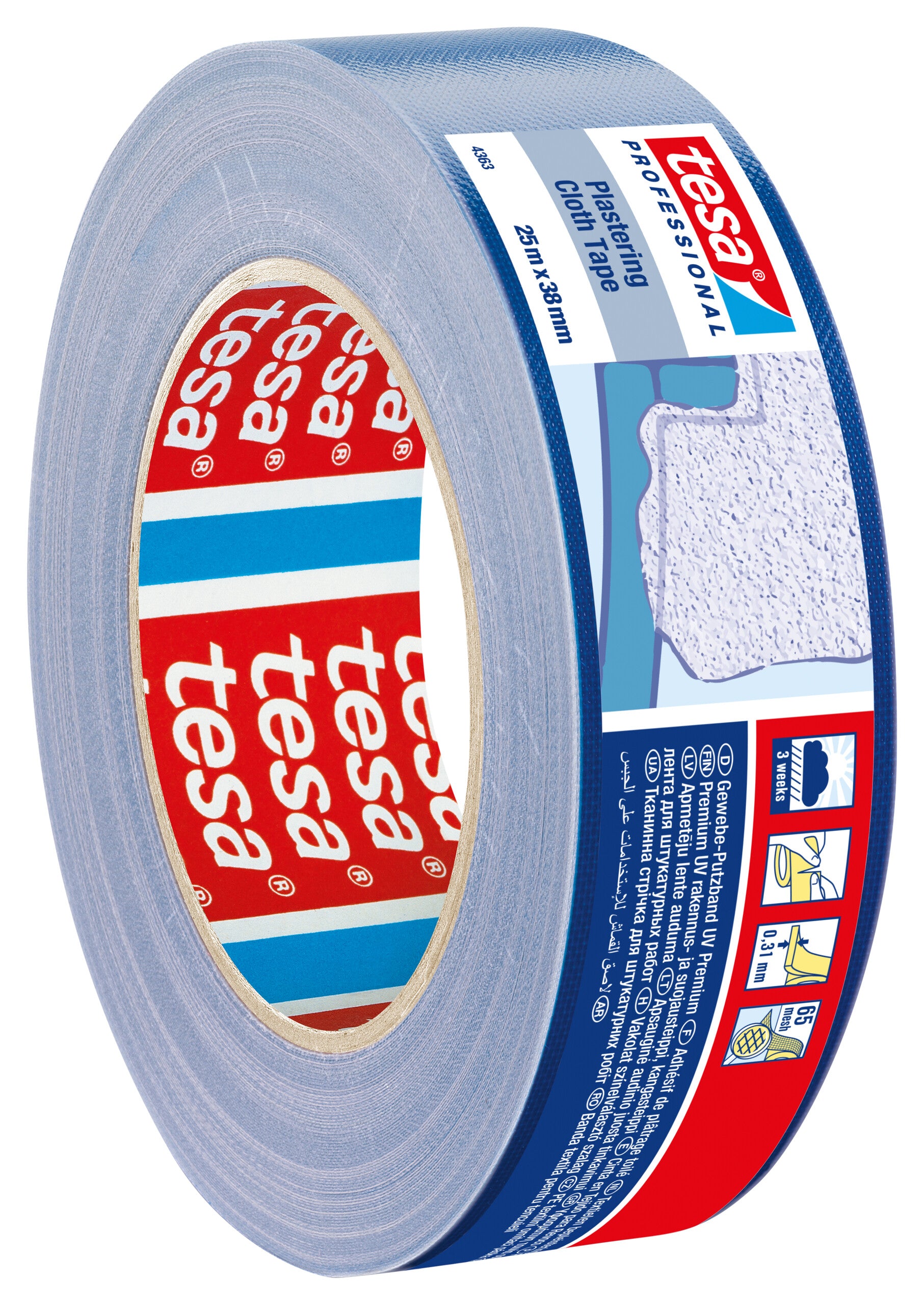 LÆRREDSTAPE BLÅ UV 4363 25MX38MM