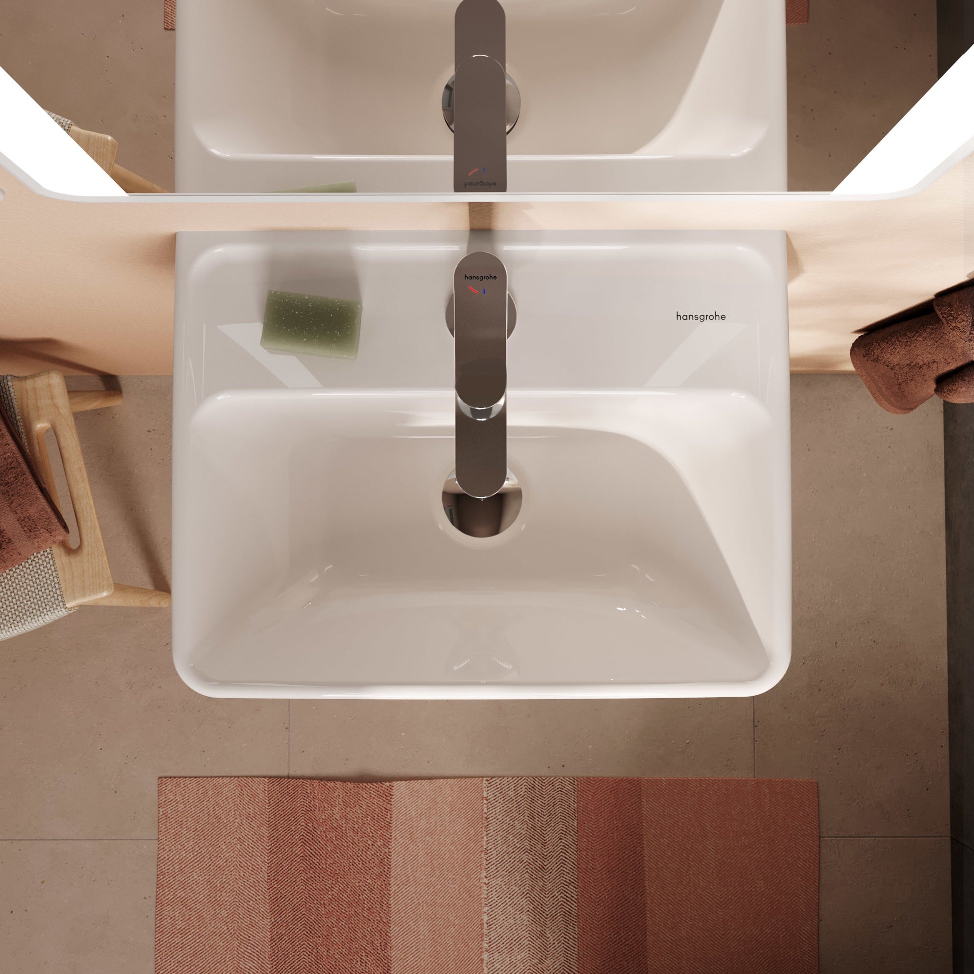 HANSGROHE Xanuia Q håndvask 450x340mm hh midt t/væg porcelæn hvi