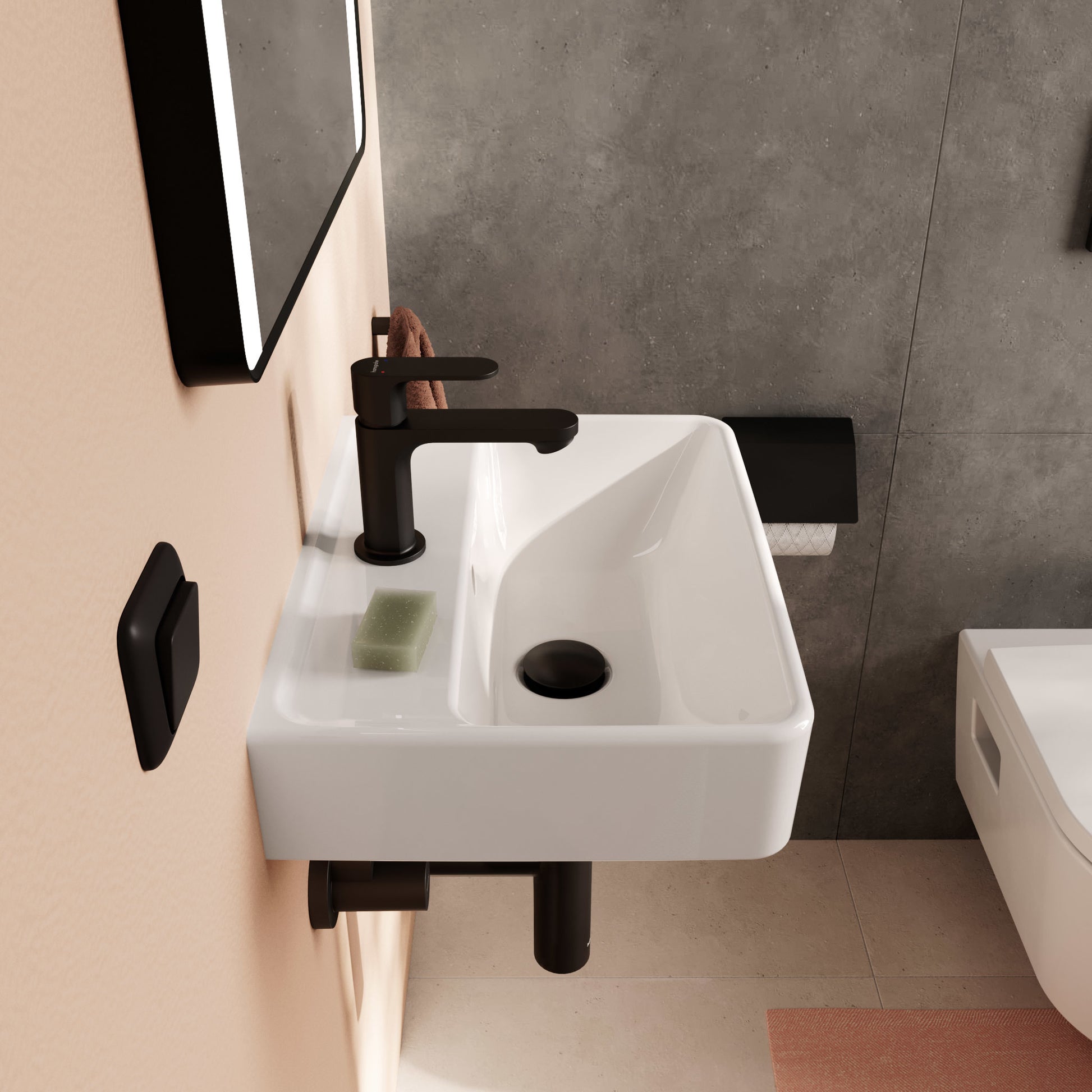 HANSGROHE Xanuia Q håndvask 450x340mm hh midt t/væg porcelæn Sma