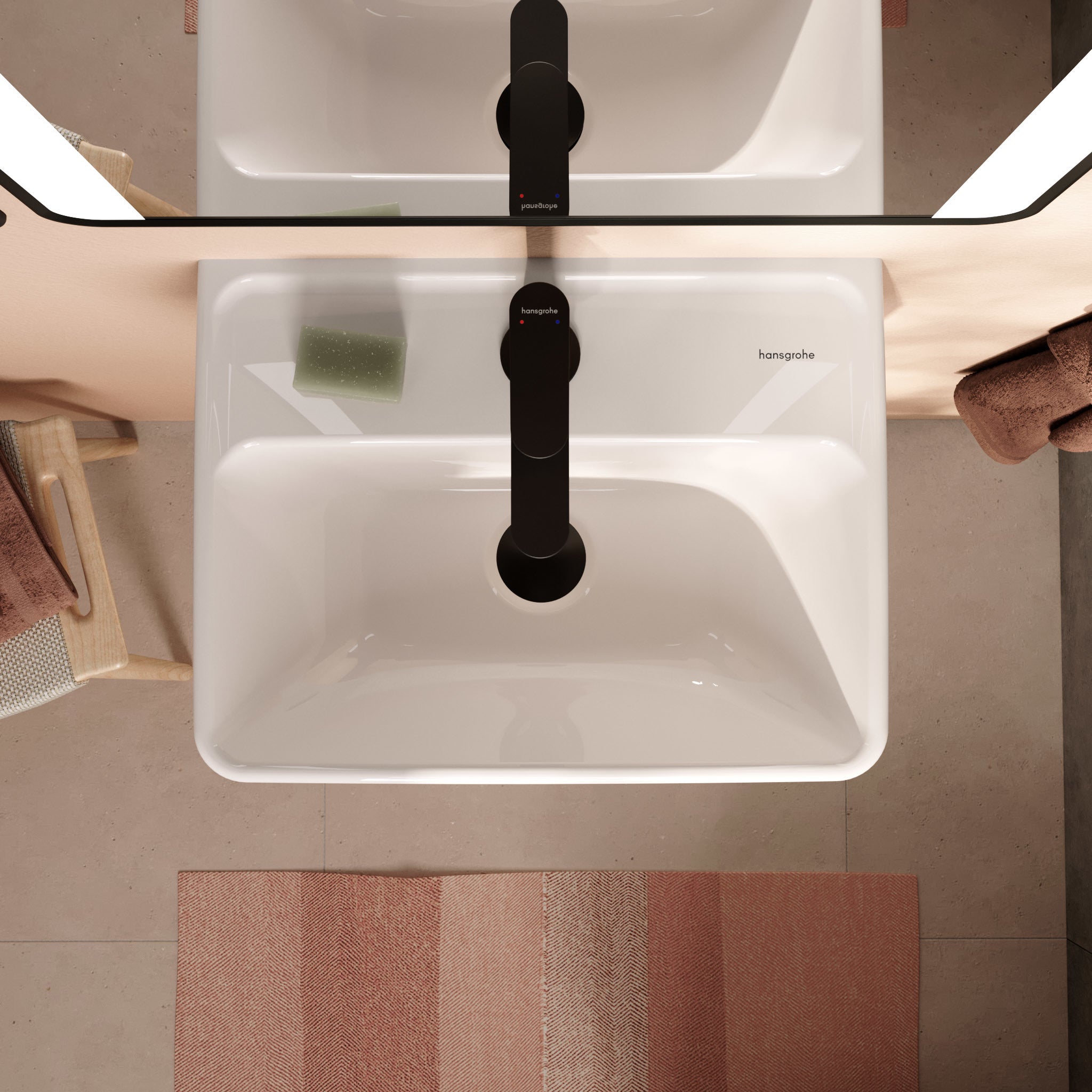 HANSGROHE Xanuia Q håndvask 450x340mm hh midt t/væg porcelæn Sma