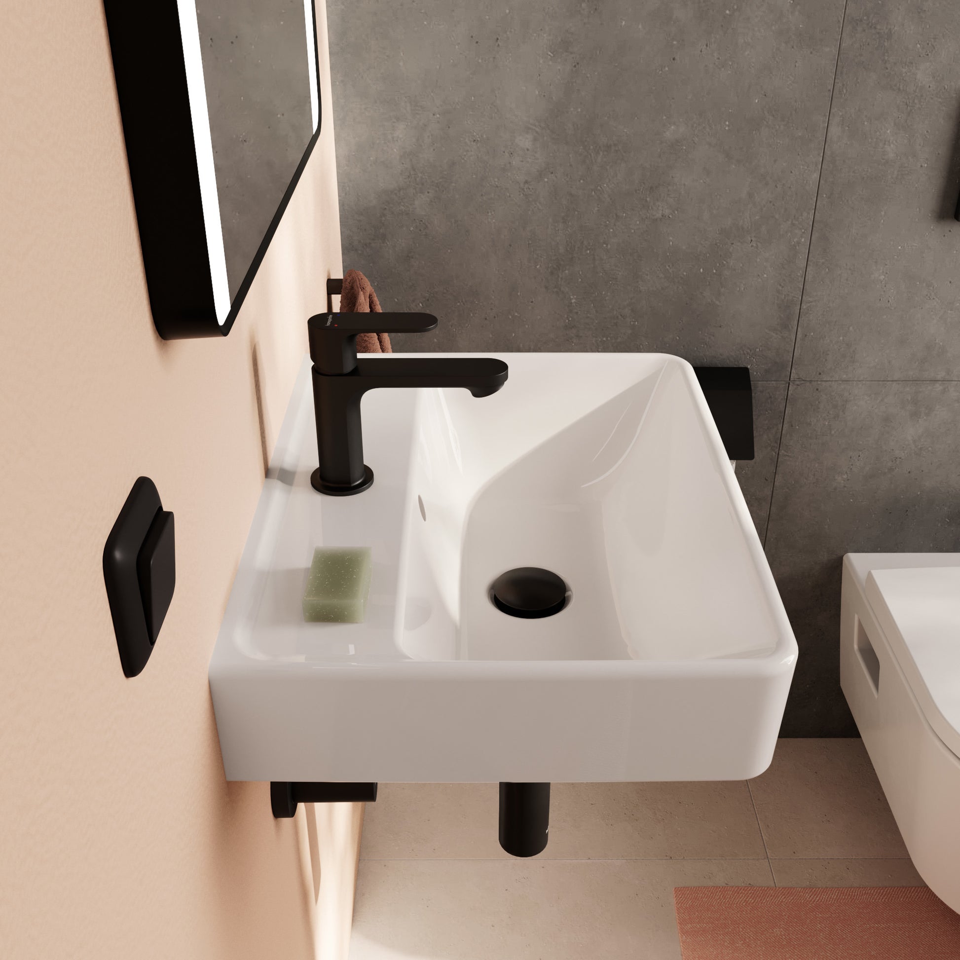 HANSGROHE Xanuia Q håndvask 500x390mm hh midt t/væg porcelæn hvid