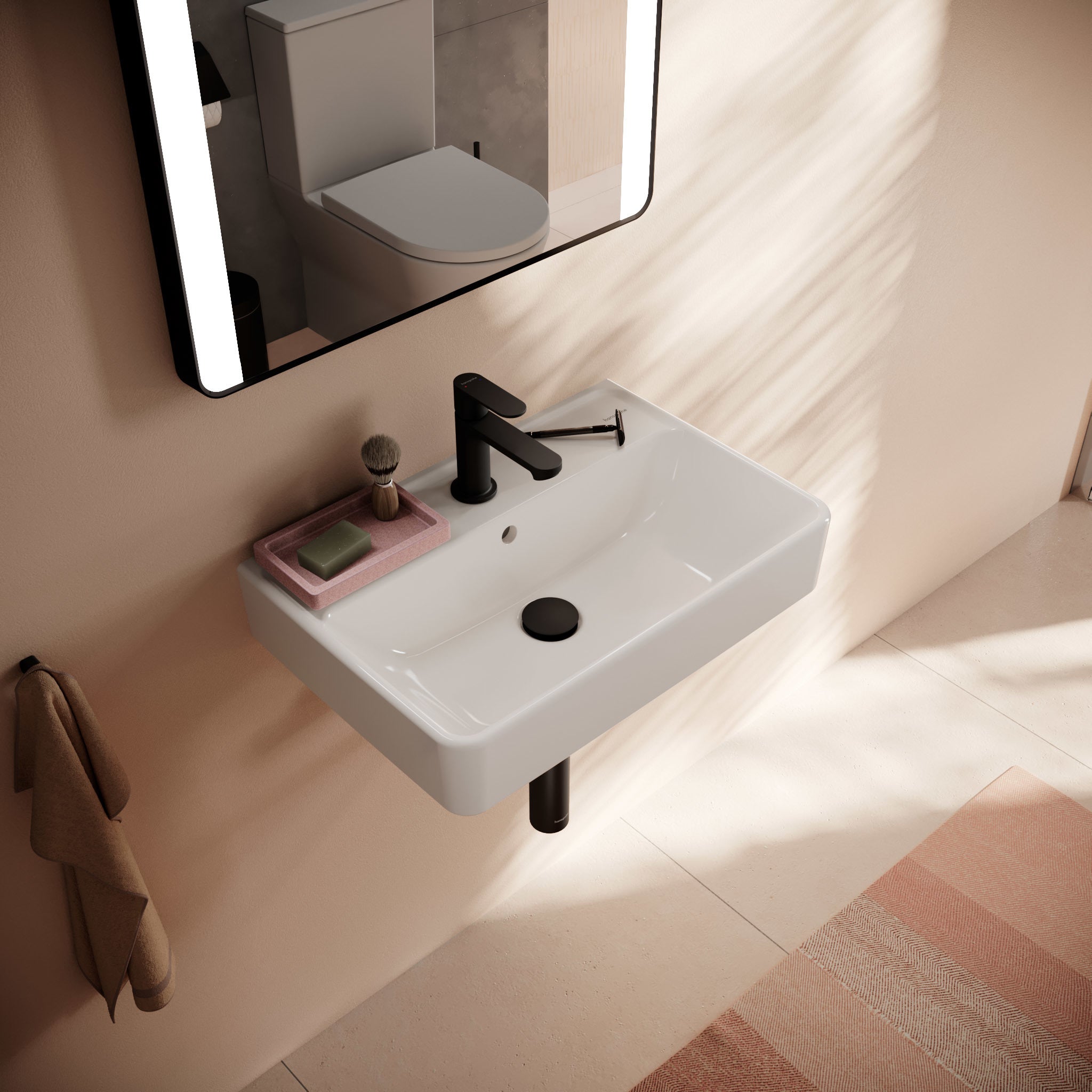 HANSGROHE Xanuia Q håndvask 550x370mm hh midt t/væg porcelæn hvi