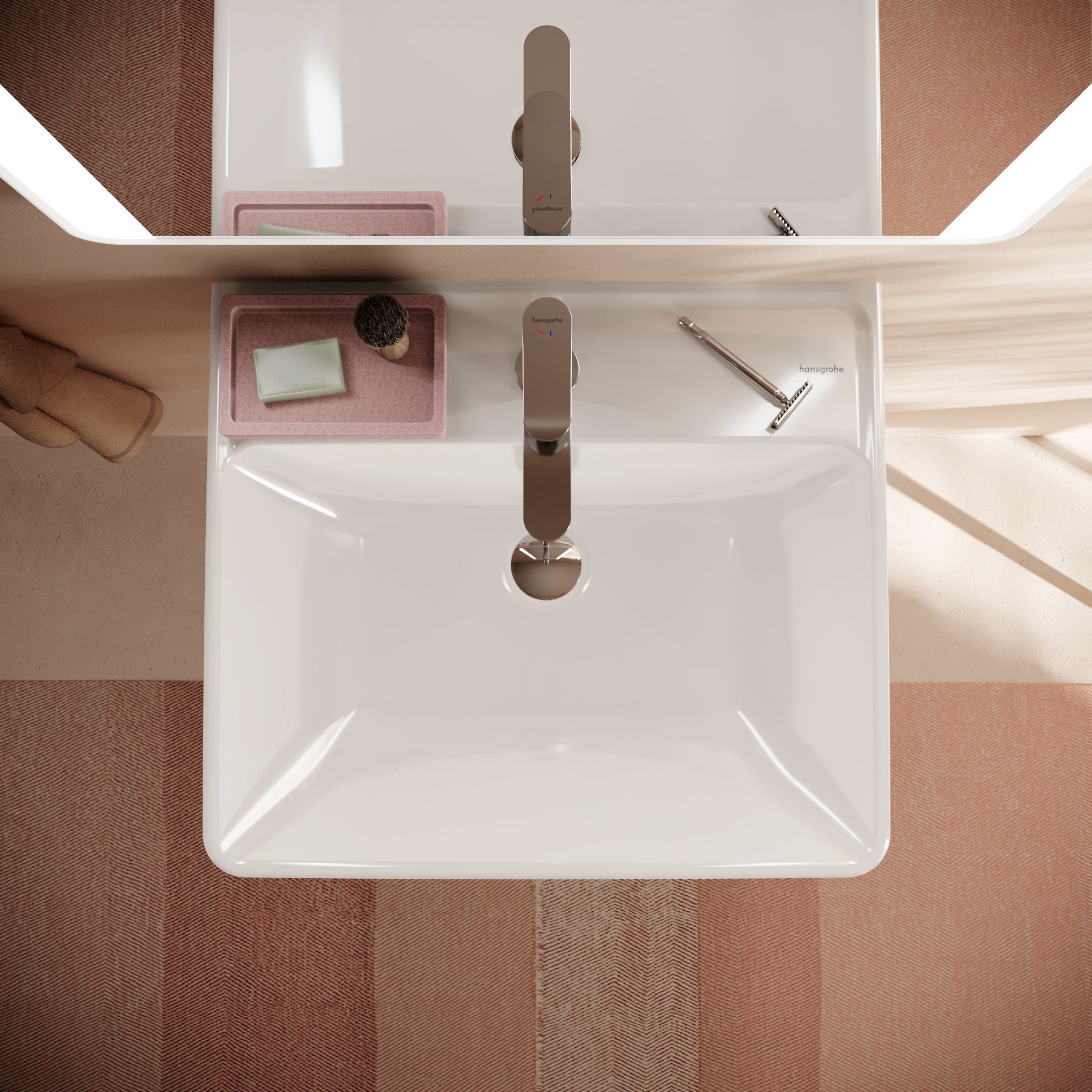 HANSGROHE Xanuia Q håndvask 550x480mm hh midt t/væg porcelæn hvi