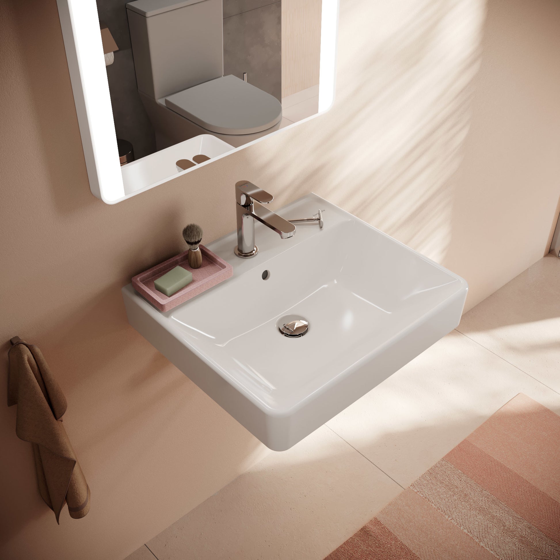 HANSGROHE Xanuia Q håndvask 550x480mm hh midt t/væg porcelæn hvi