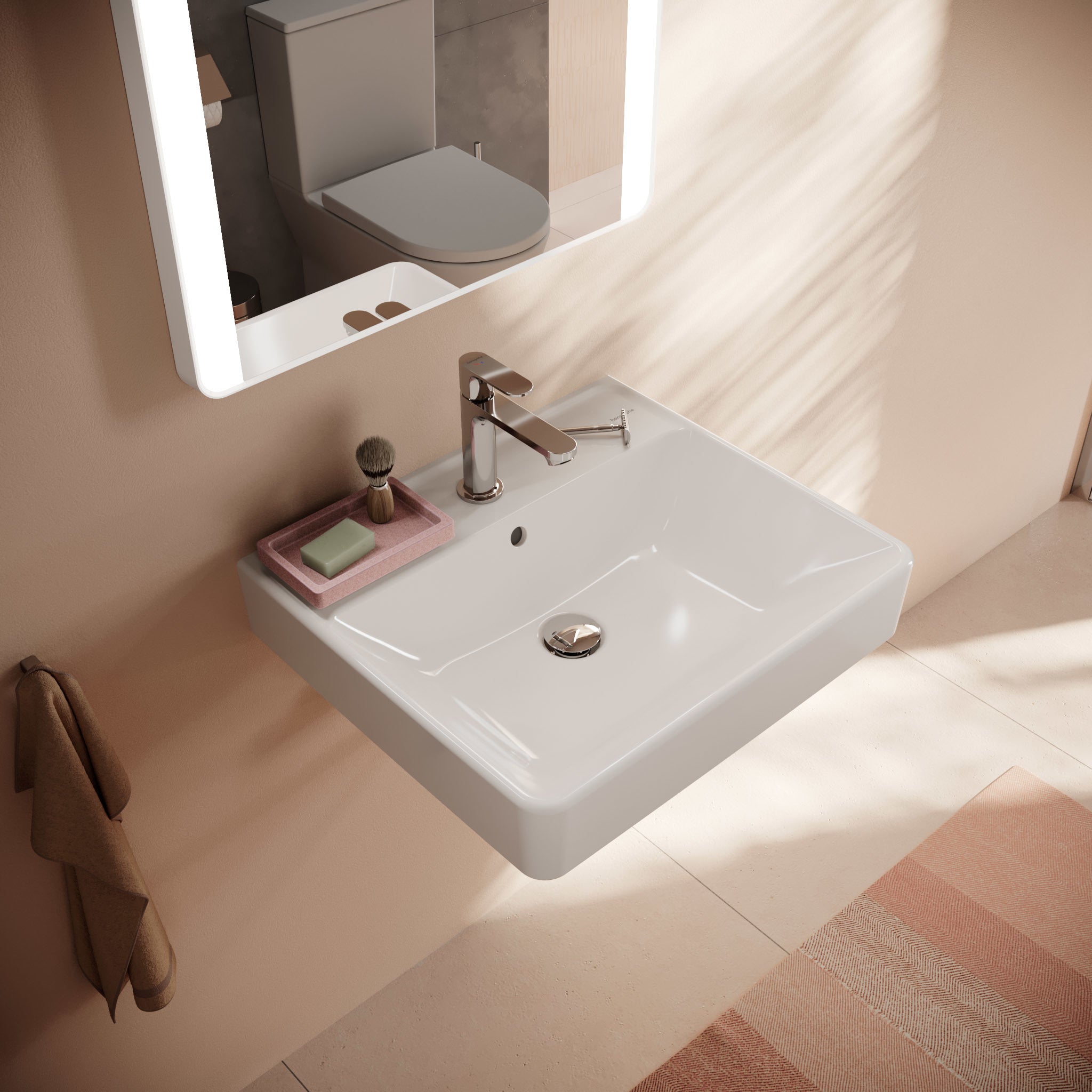 HANSGROHE Xanuia Q håndvask 550x480mm hh midt t/væg porcelæn hvi