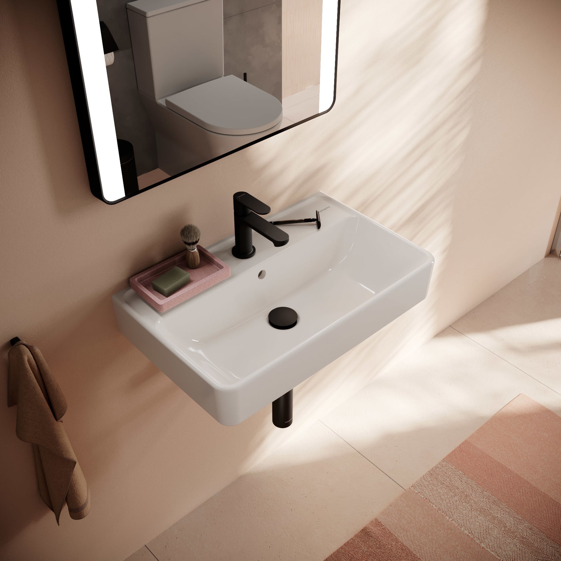 HANSGROHE Xanuia Q håndvask 600x370mm hh midt t/væg porcelæn Sma