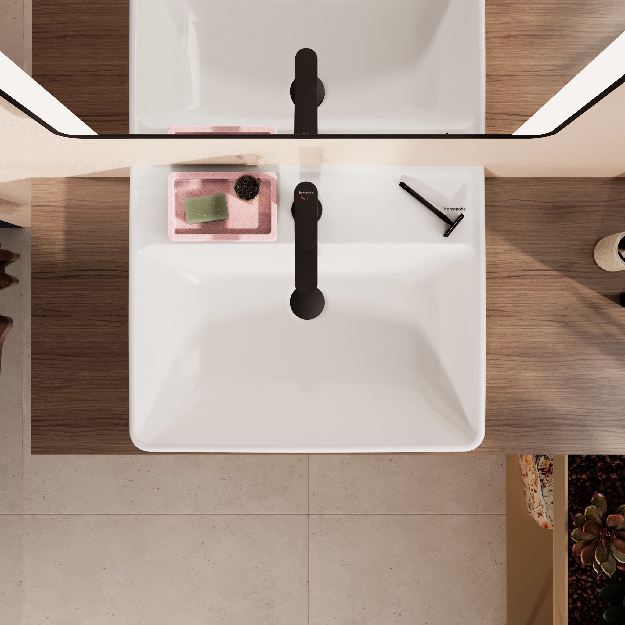 HANSGROHE Xanuia Q håndvask 600x480mm hh midt/sleben bund t/væg/