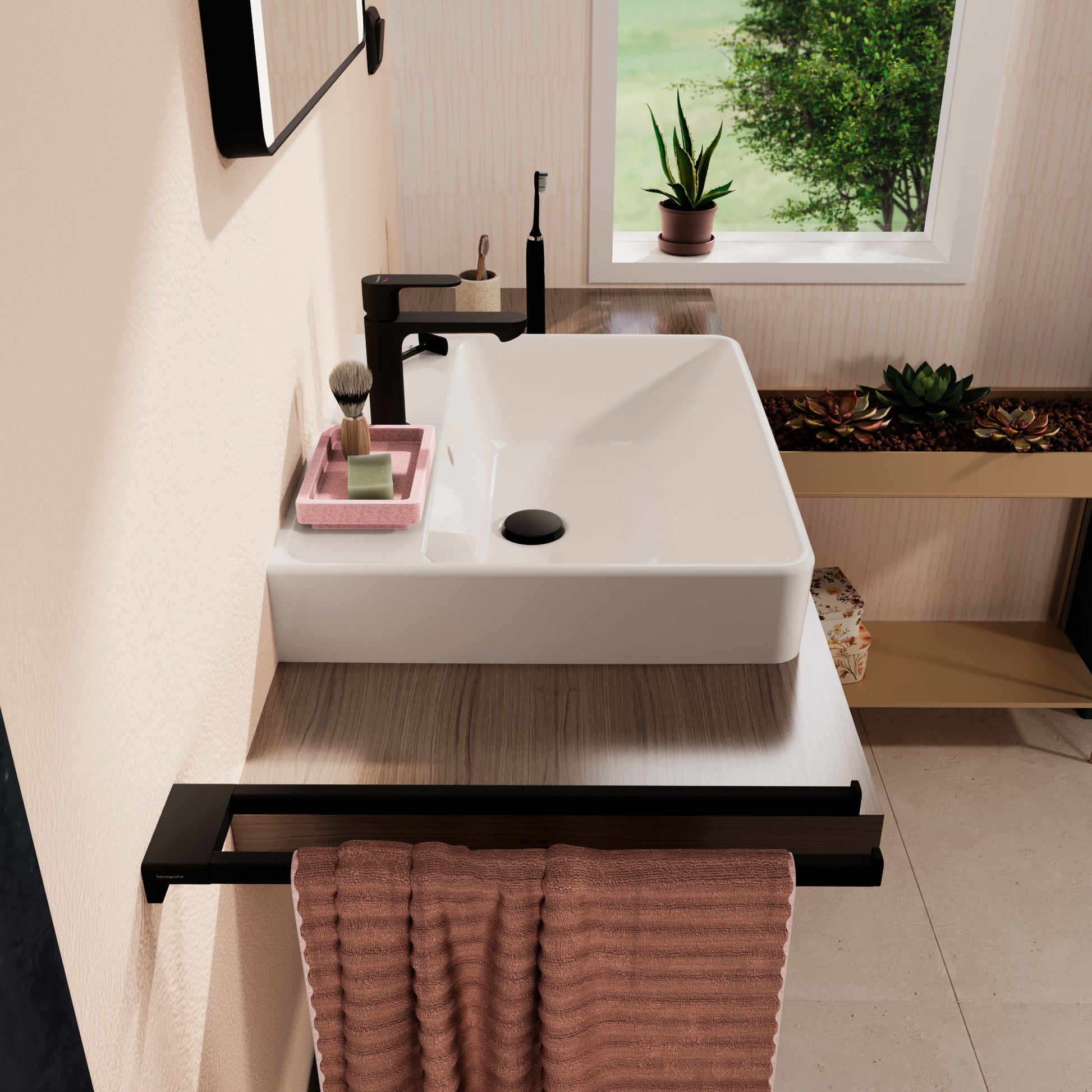 HANSGROHE Xanuia Q håndvask 600x480mm hh midt/sleben bund t/væg/