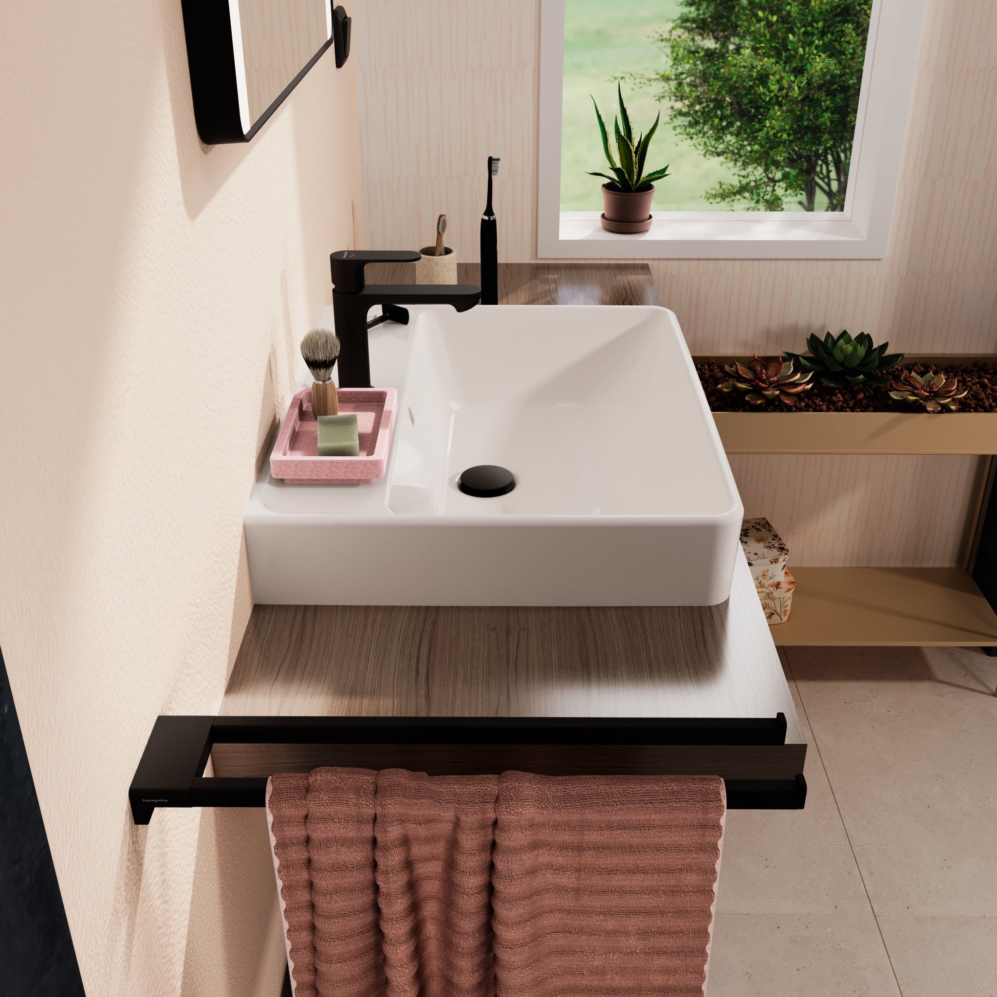 HANSGROHE Xanuia Q håndvask 600x480mm hh midt/sleben bund t/væg/