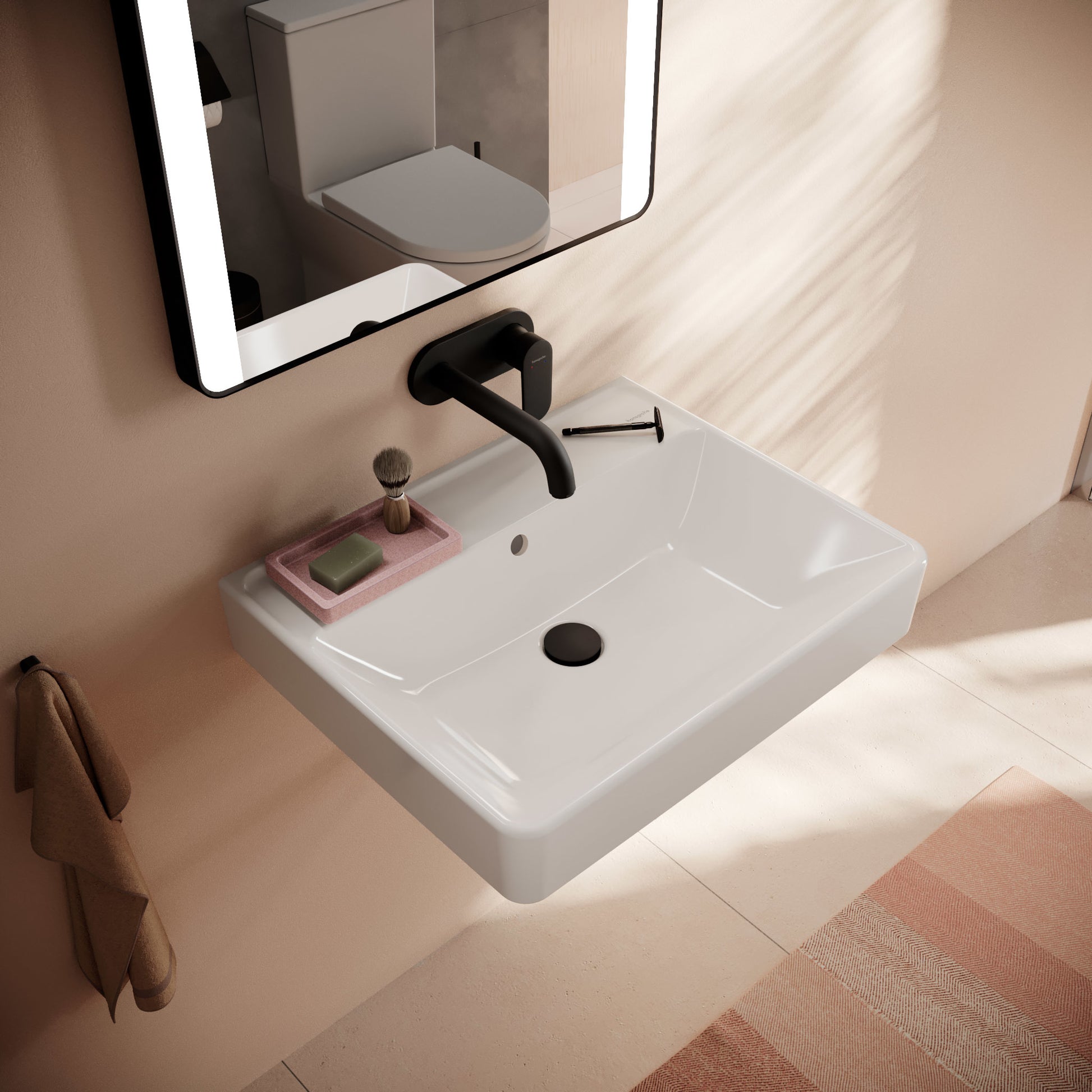 HANSGROHE Xanuia Q håndvask 600x480mm u/hh t/væg porcelæn hvid