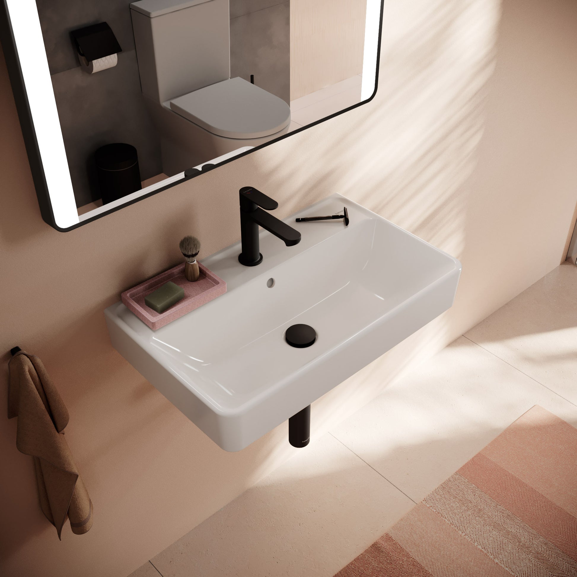 HANSGROHE Xanuia Q håndvask 650x390mm hh midt t/væg porcelæn hvi