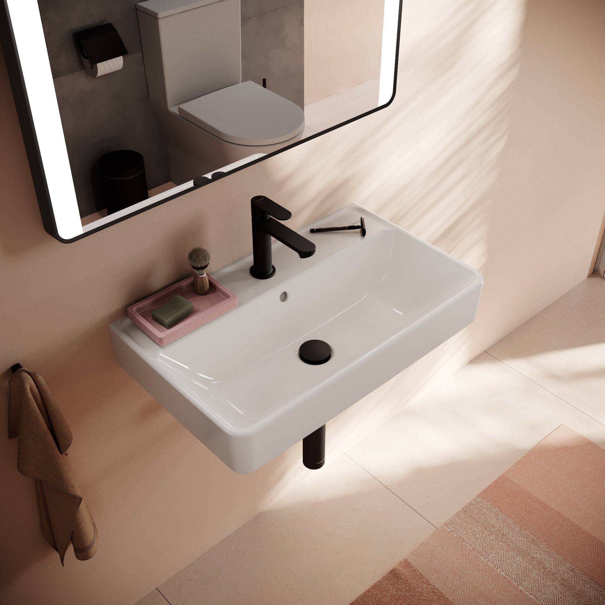HANSGROHE Xanuia Q håndvask 650x390mm hh midt t/væg porcelæn hvi