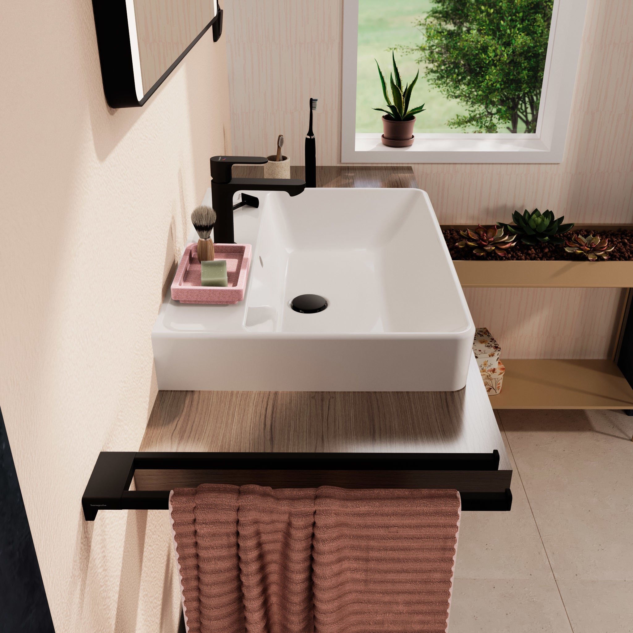 HANSGROHE Xanuia Q håndvask 650x480mm hh midt/sleben bund t/væg/