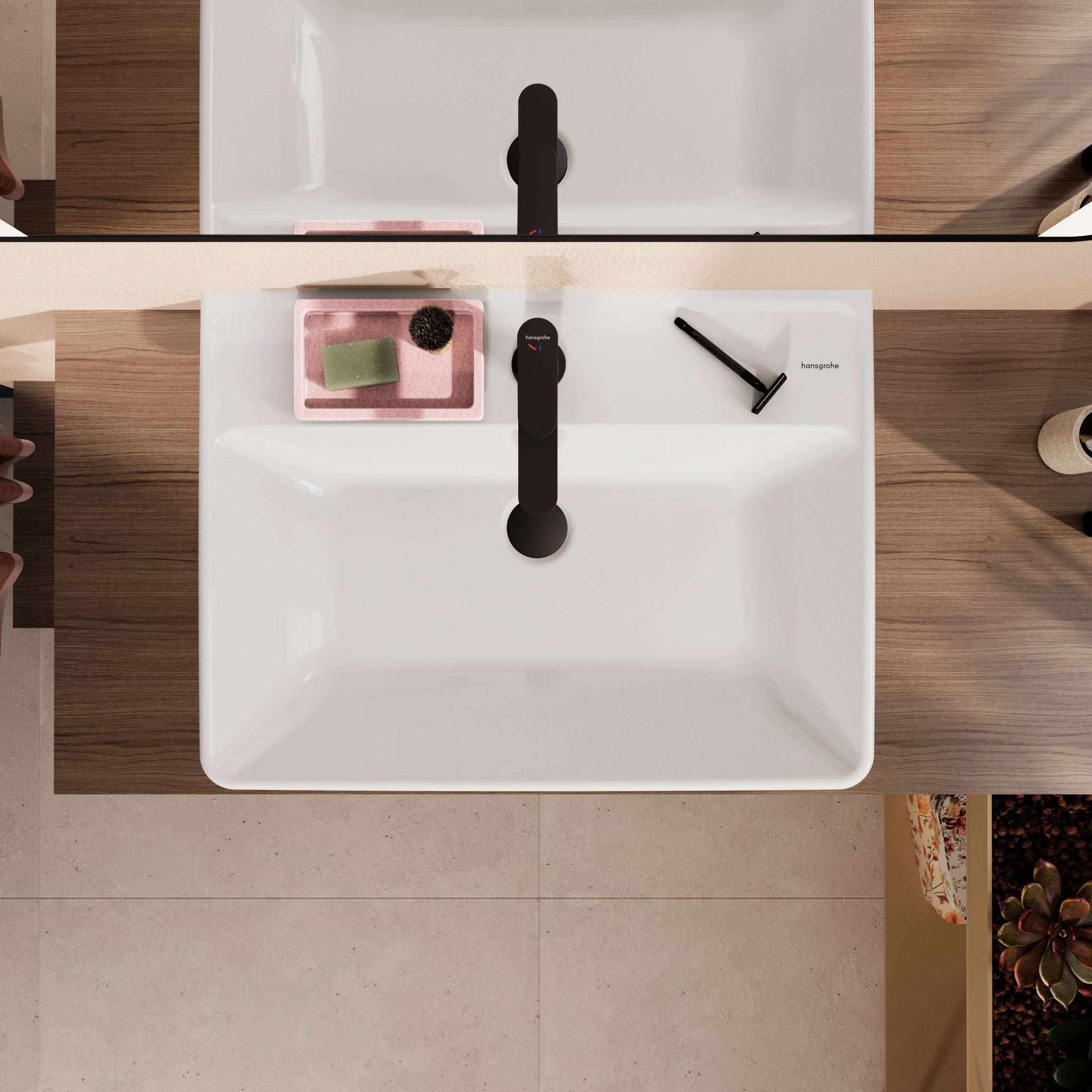 HANSGROHE Xanuia Q håndvask 650x480mm hh midt/sleben bund t/væg/