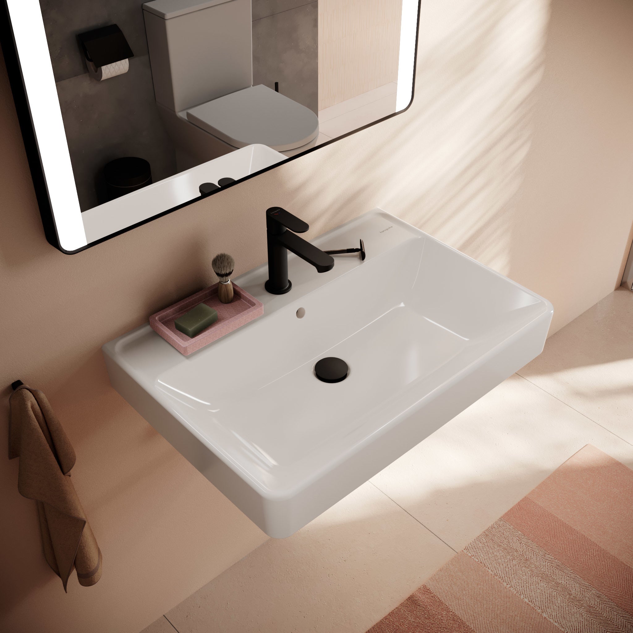 HANSGROHE Xanuia Q håndvask 700x480mm hh midt t/væg porcelæn Sma
