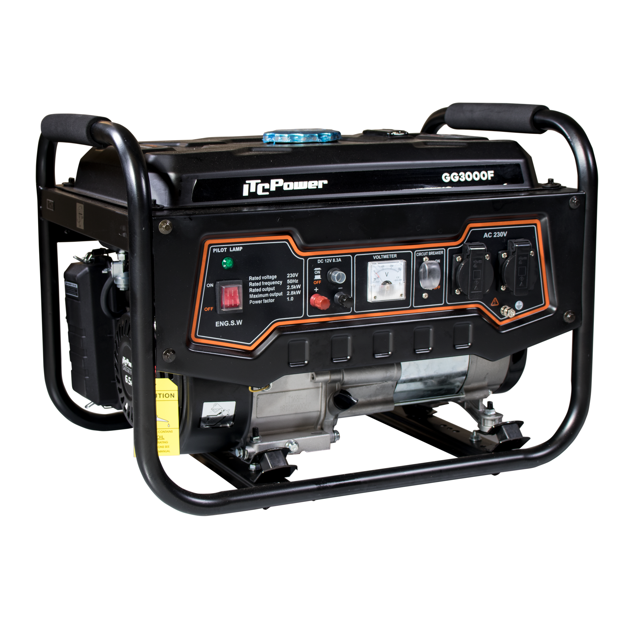 ITC GG3000F generator 230 V, 2,8 kW, Schukostik, benzinmotor
