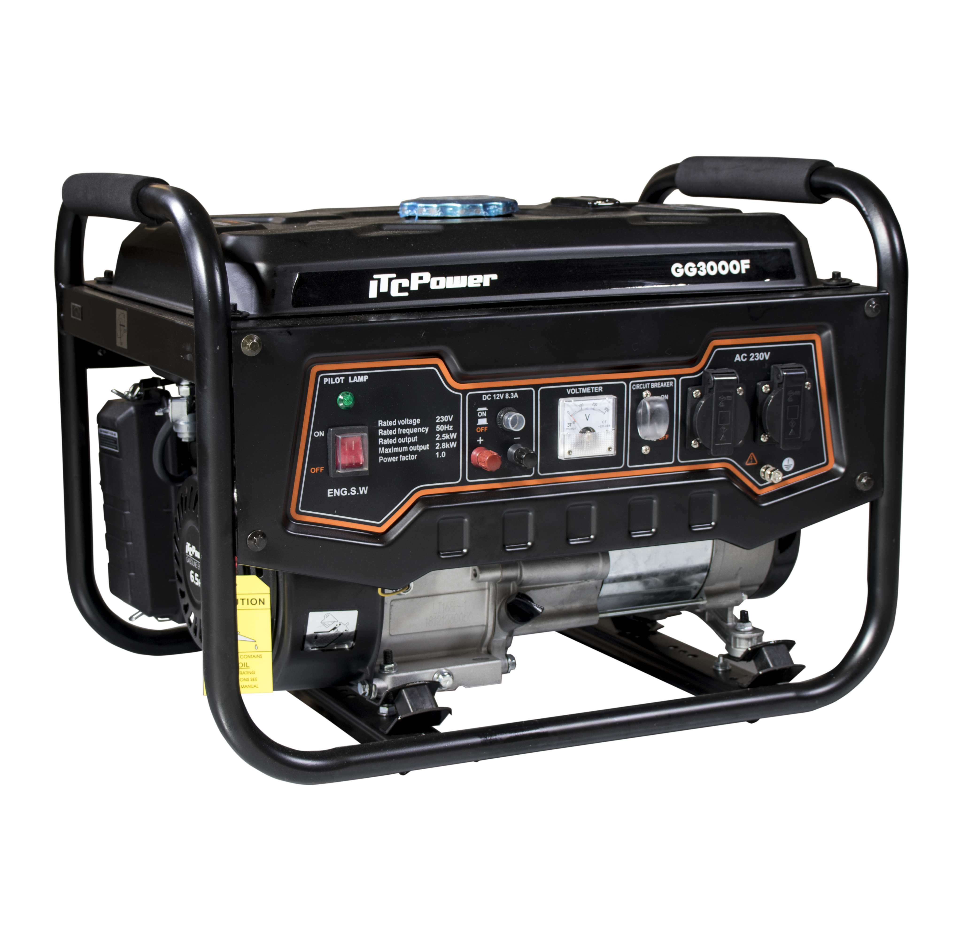 ITC GG3000F generator 230 V, 2,8 kW, Schukostik, benzinmotor