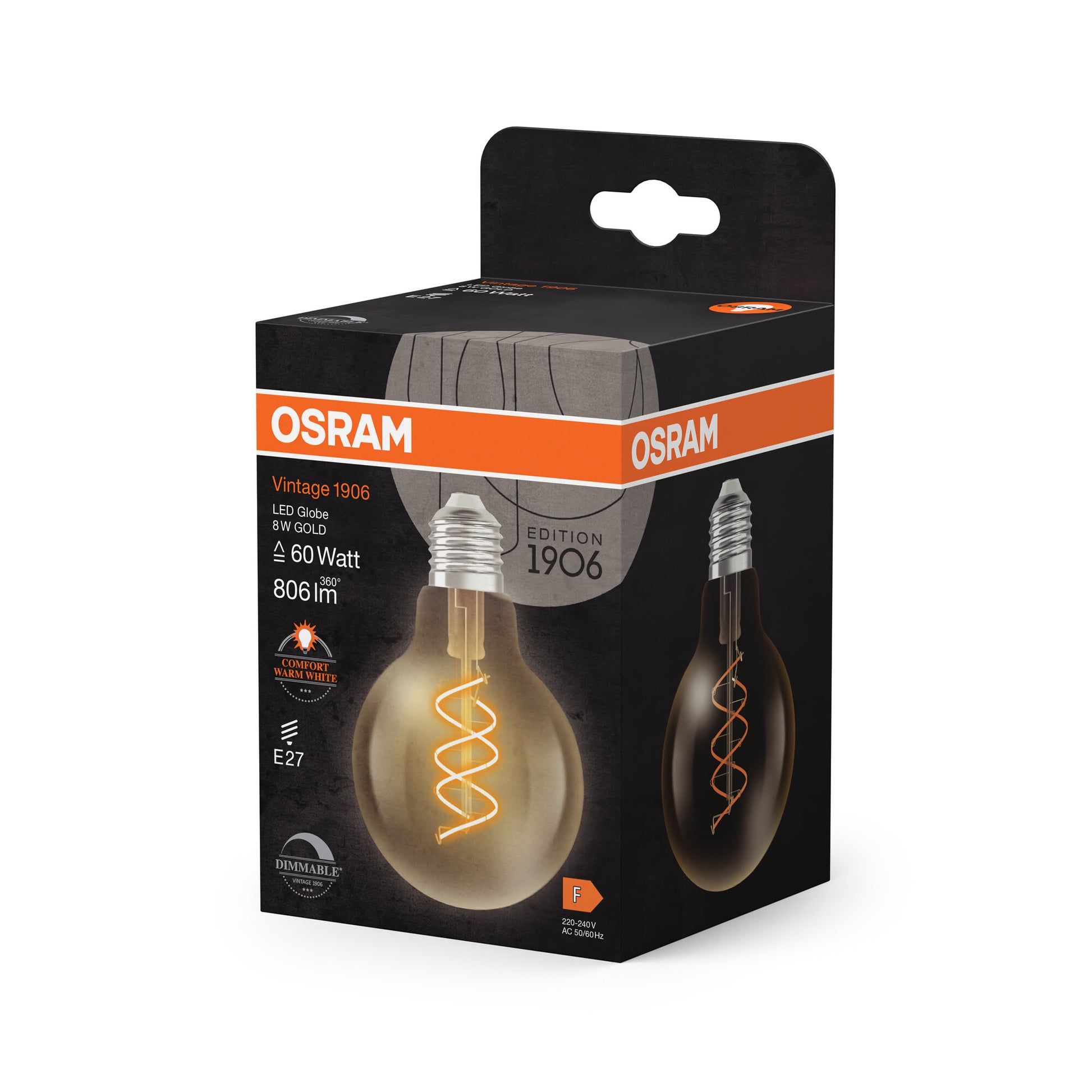 1906 GLO FIL SPIR GULD 8W/922 E27 DIM