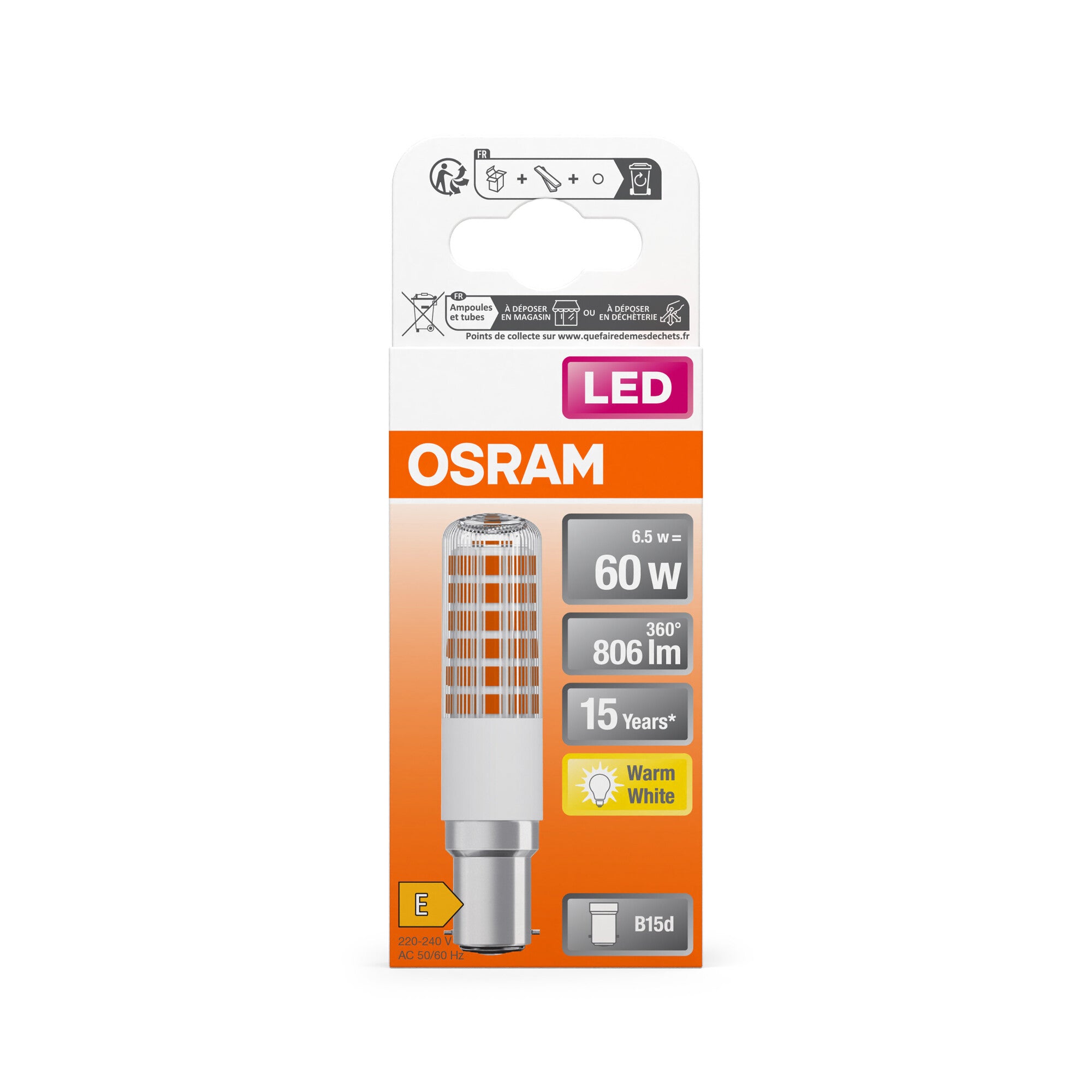 T SLIM KLAR 60 6,5W 827 B15D