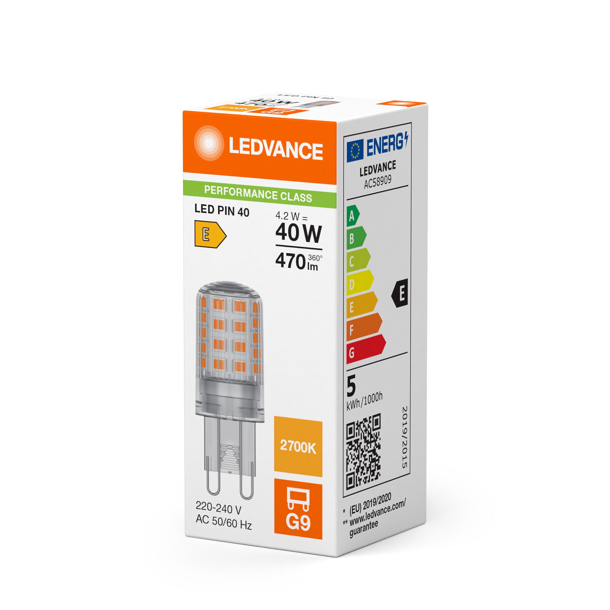 LED PIN KLAR 4,2W/827 (40W) G9
