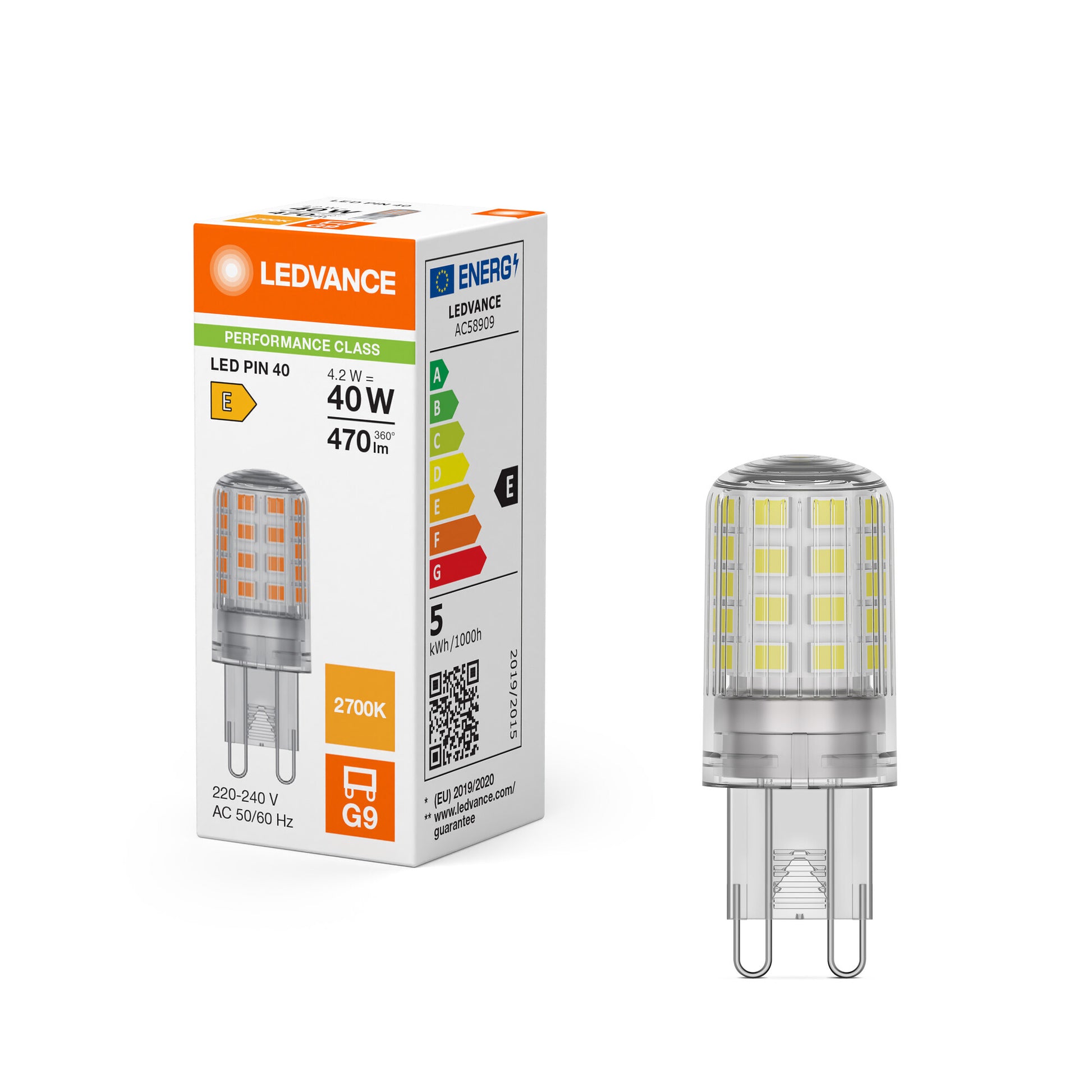 LED PIN KLAR 4,2W/827 (40W) G9