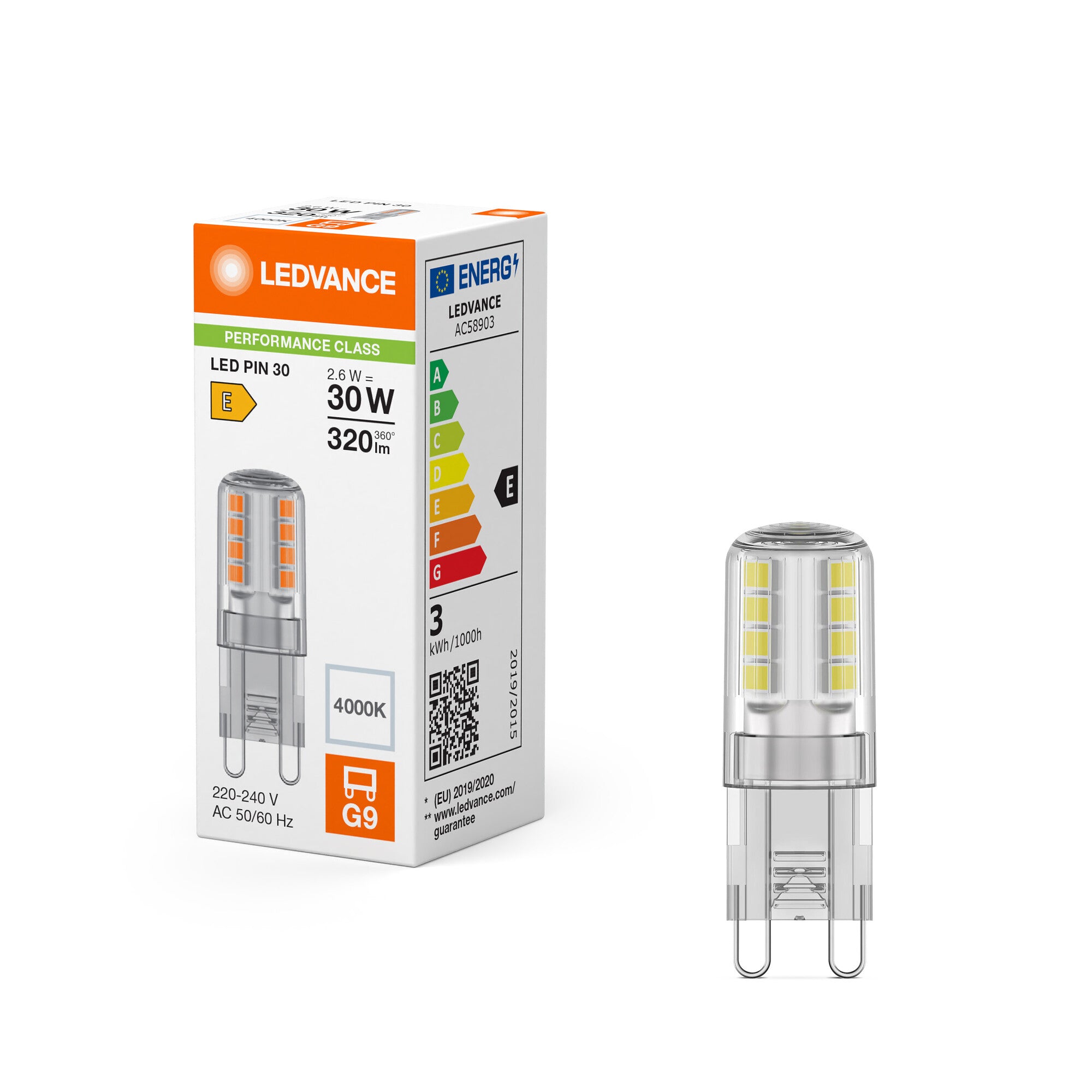 LED PIN KLAR 2,6W/827 (30W) G9