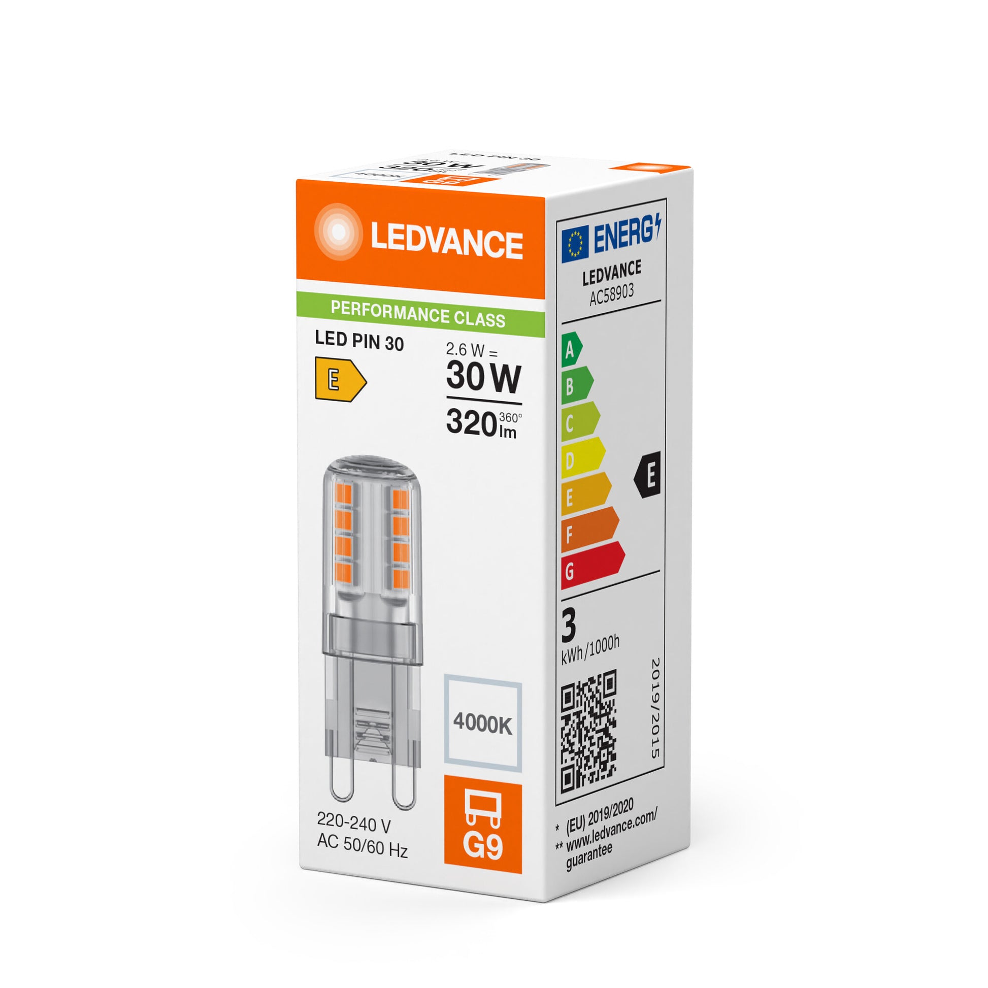 LED PIN KLAR 2,6W/827 (30W) G9