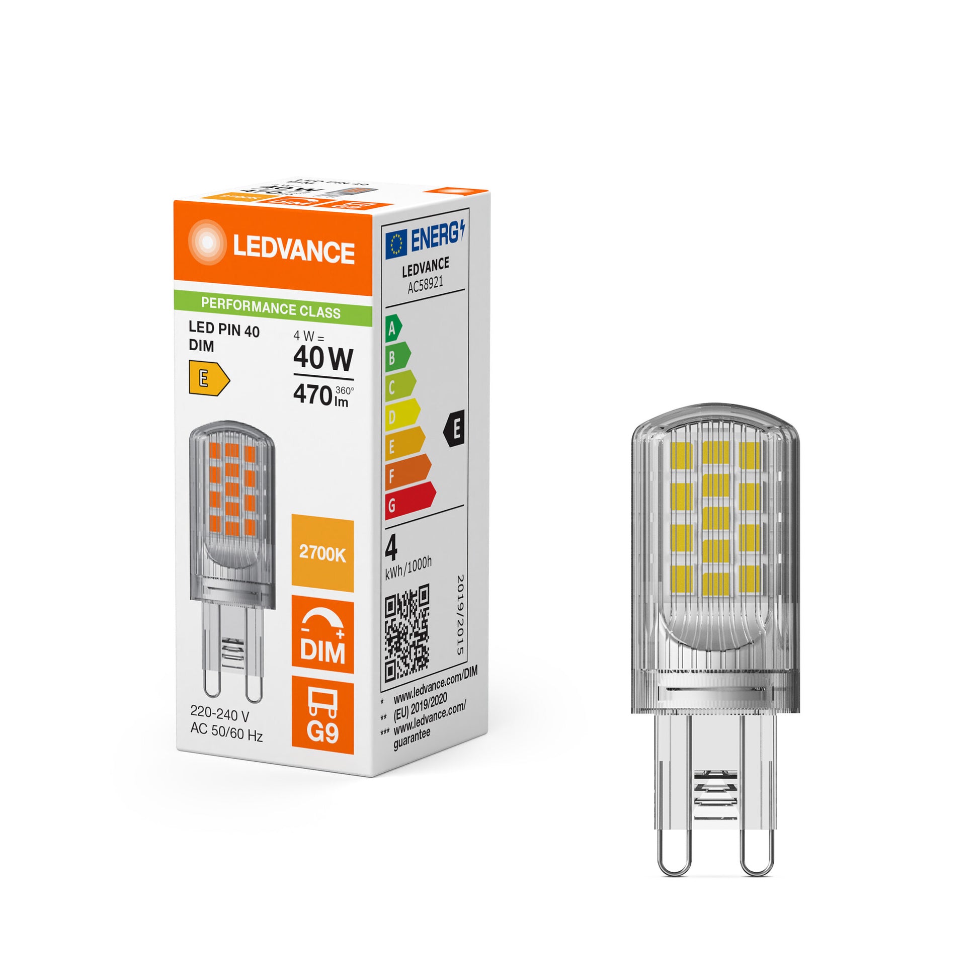 LED PIN KLAR 4W/827 (40W) G9 DIM