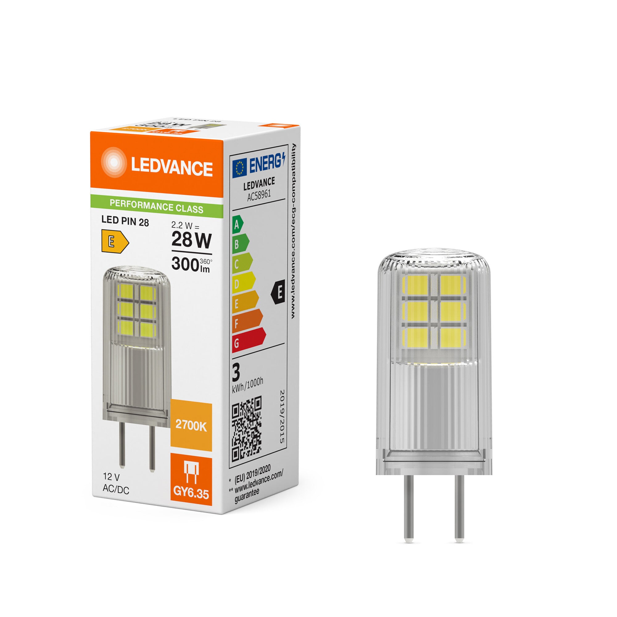 LED PIN KLAR 2,6W/827 (30W) GY6,35