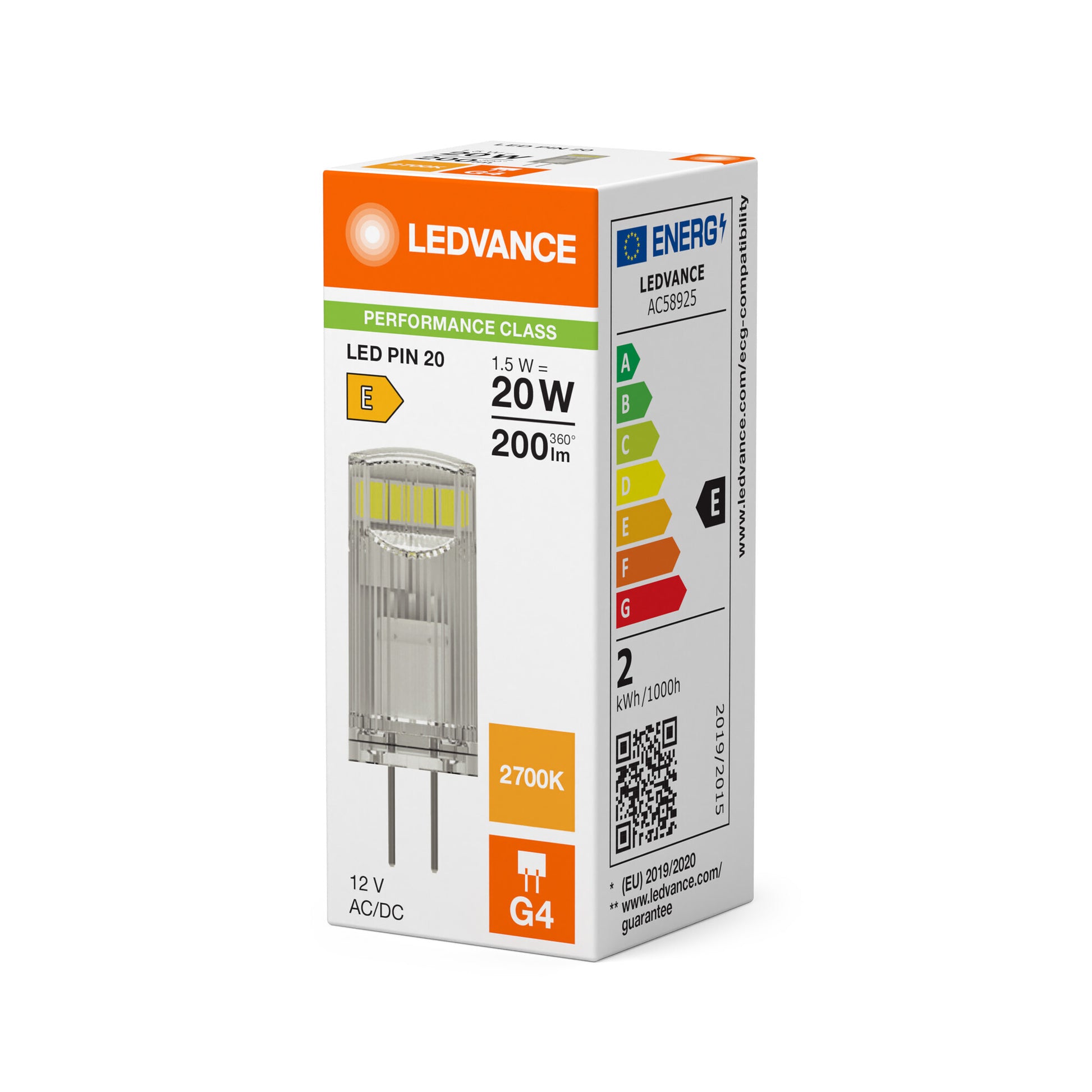 LED PIN KLAR 1,5W/827 (20W) G4