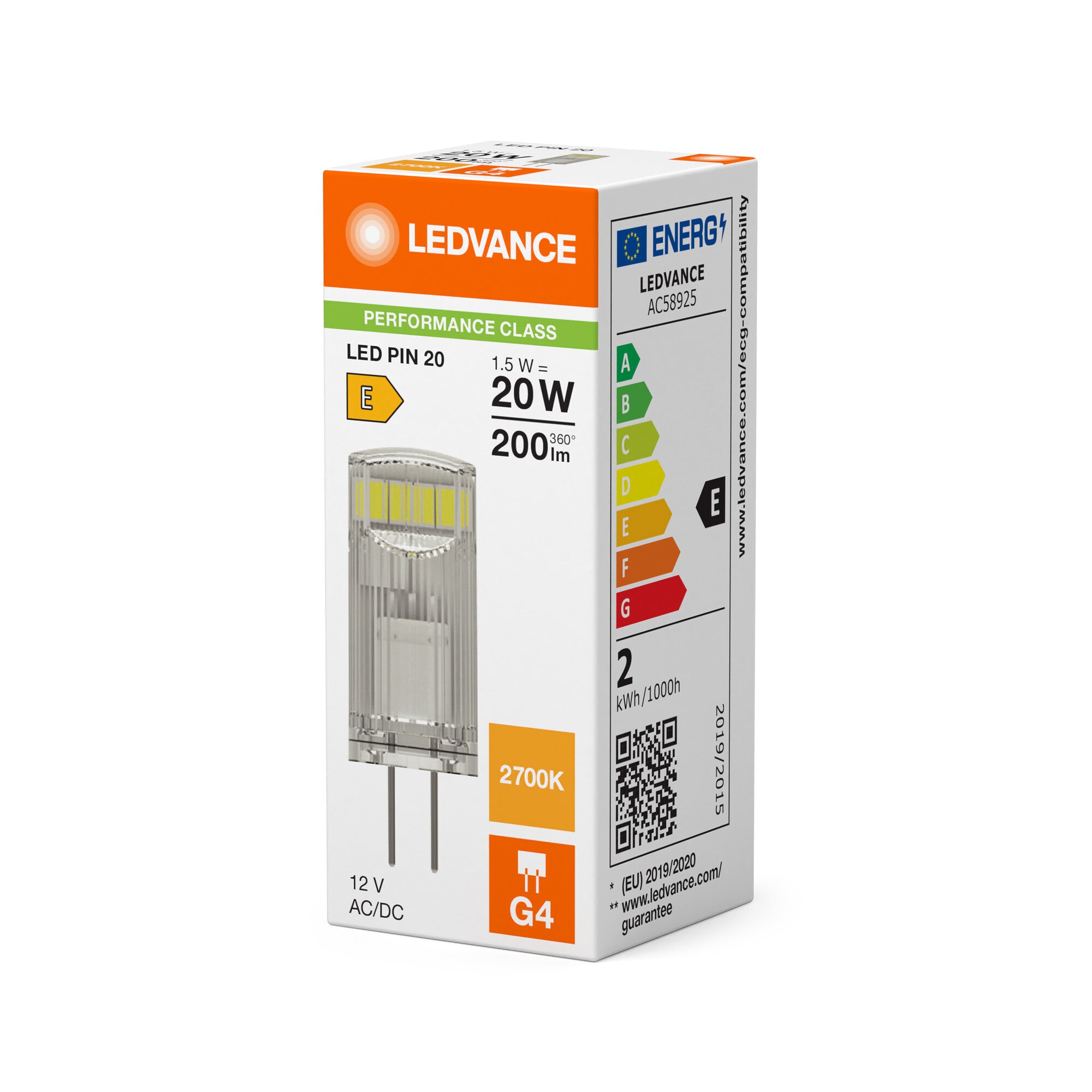 LED PIN KLAR 1,5W/827 (20W) G4