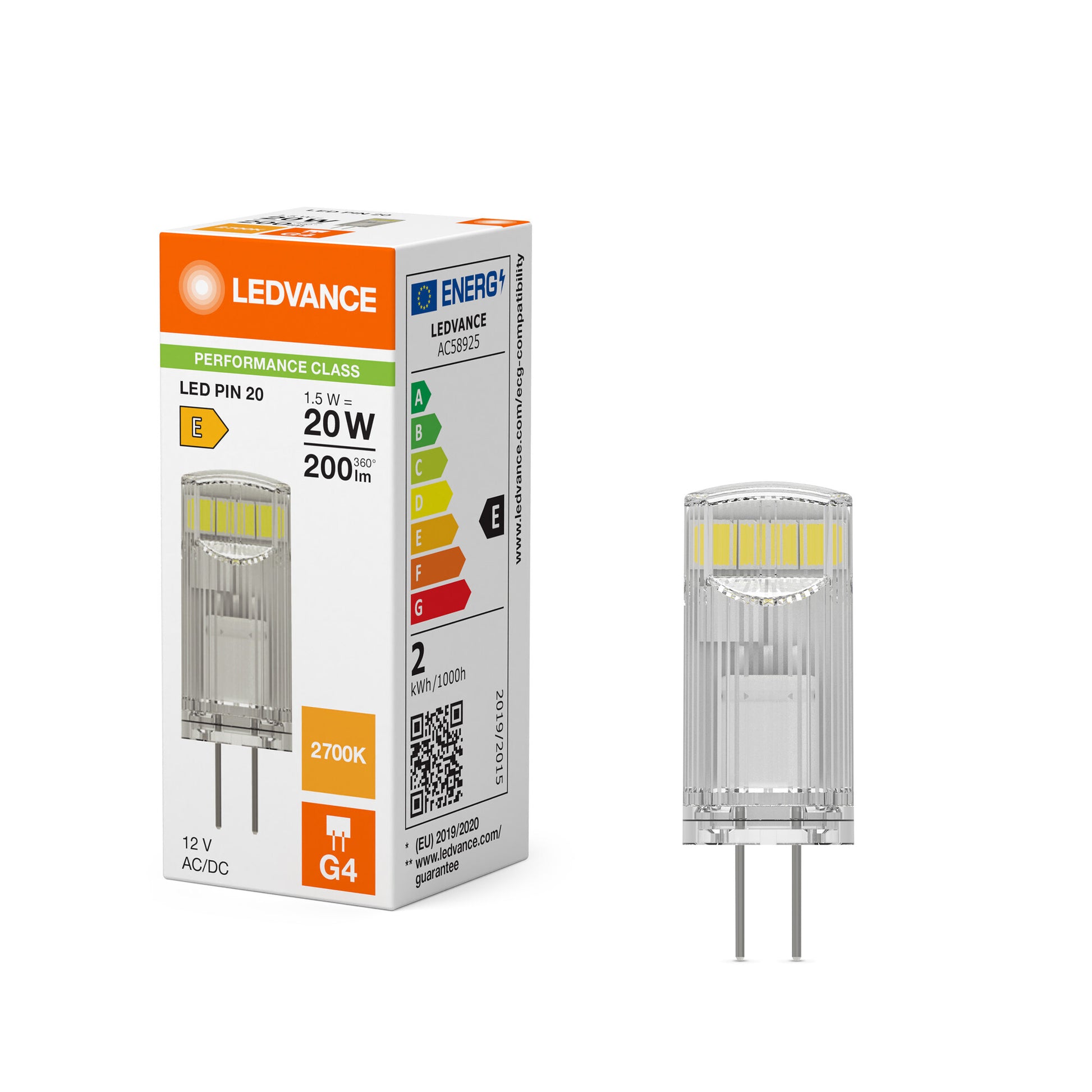 LED PIN KLAR 1,5W/827 (20W) G4