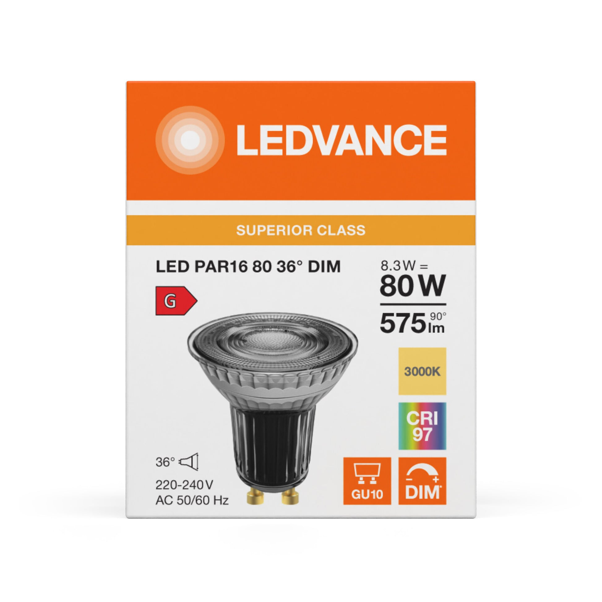 Ledvance LED PAR16 Ra97 36° 575lm 8,3W/930 (80W) GU10 dæmpbar