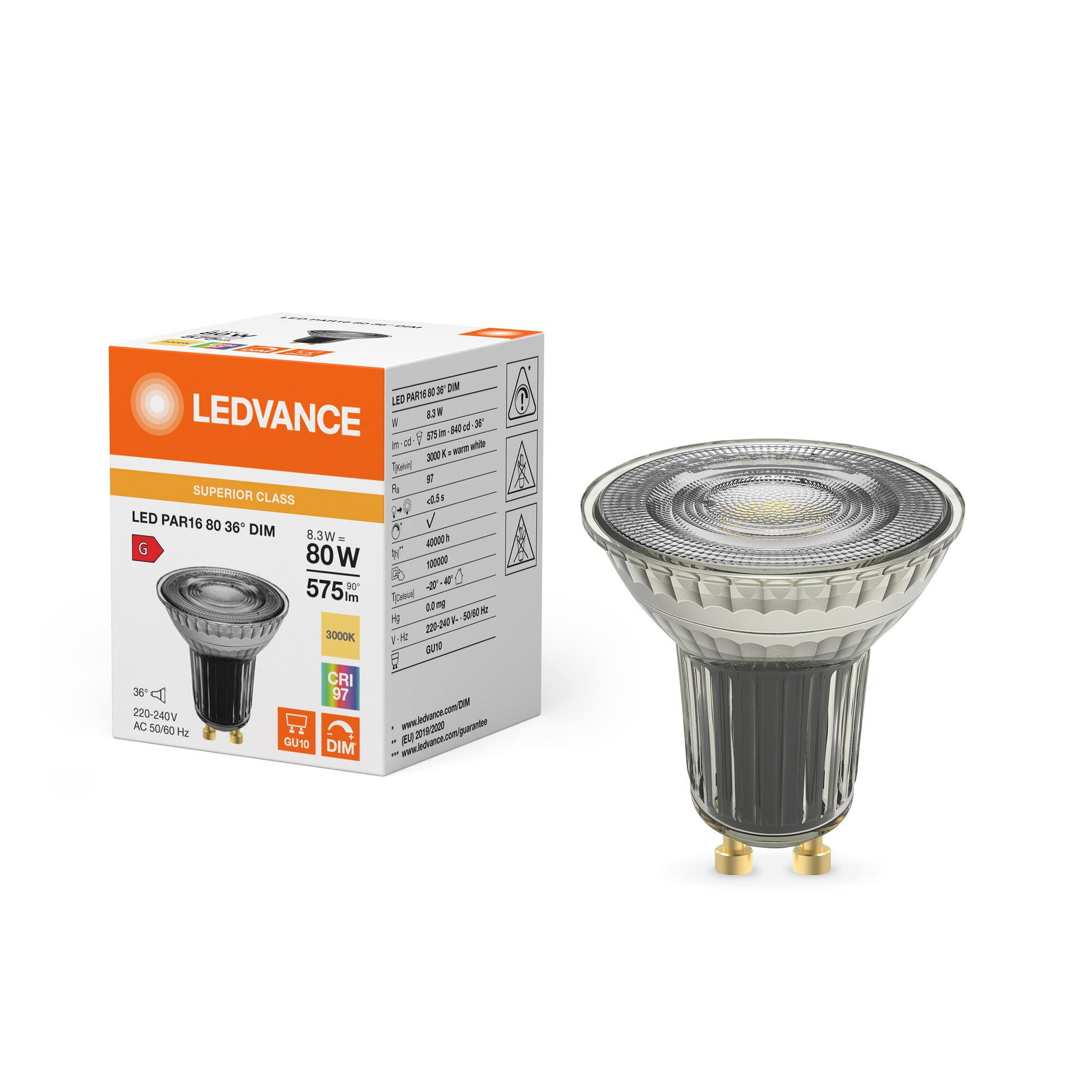 Ledvance LED PAR16 Ra97 36° 575lm 8,3W/930 (80W) GU10 dæmpbar