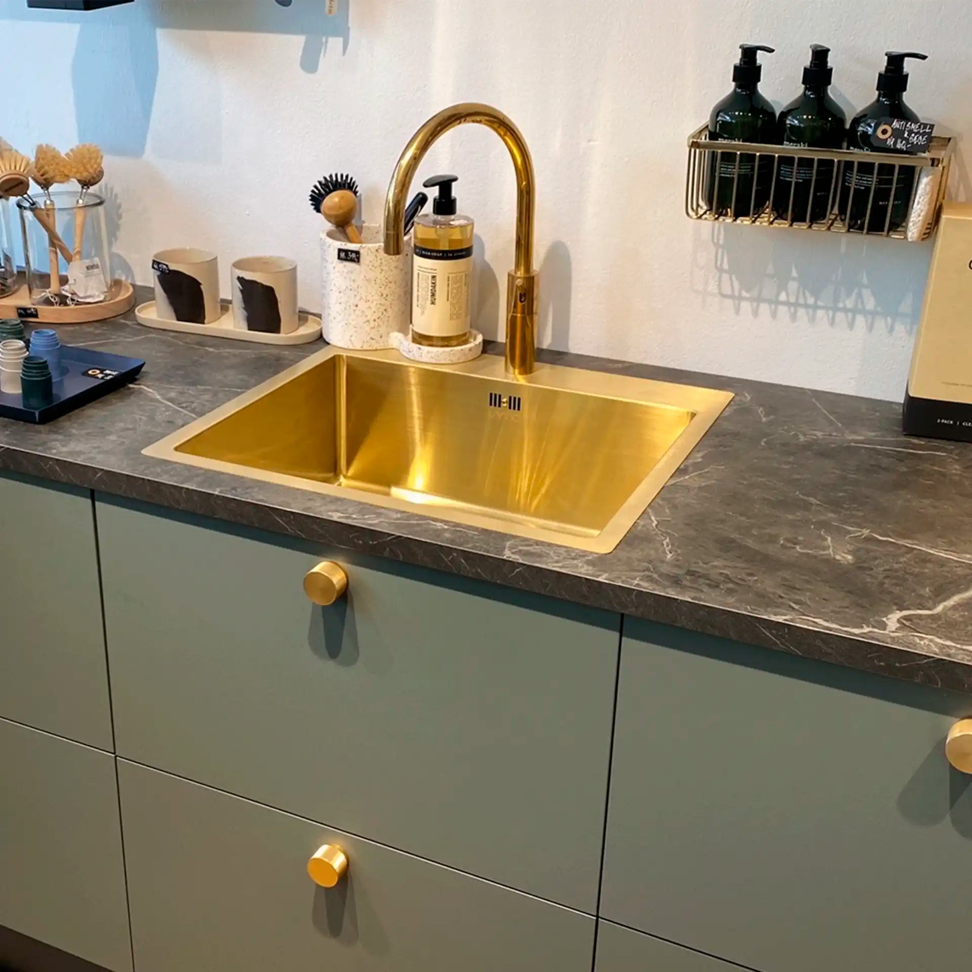 Lavabo Kubus 540 Soft køkkenvask, messing