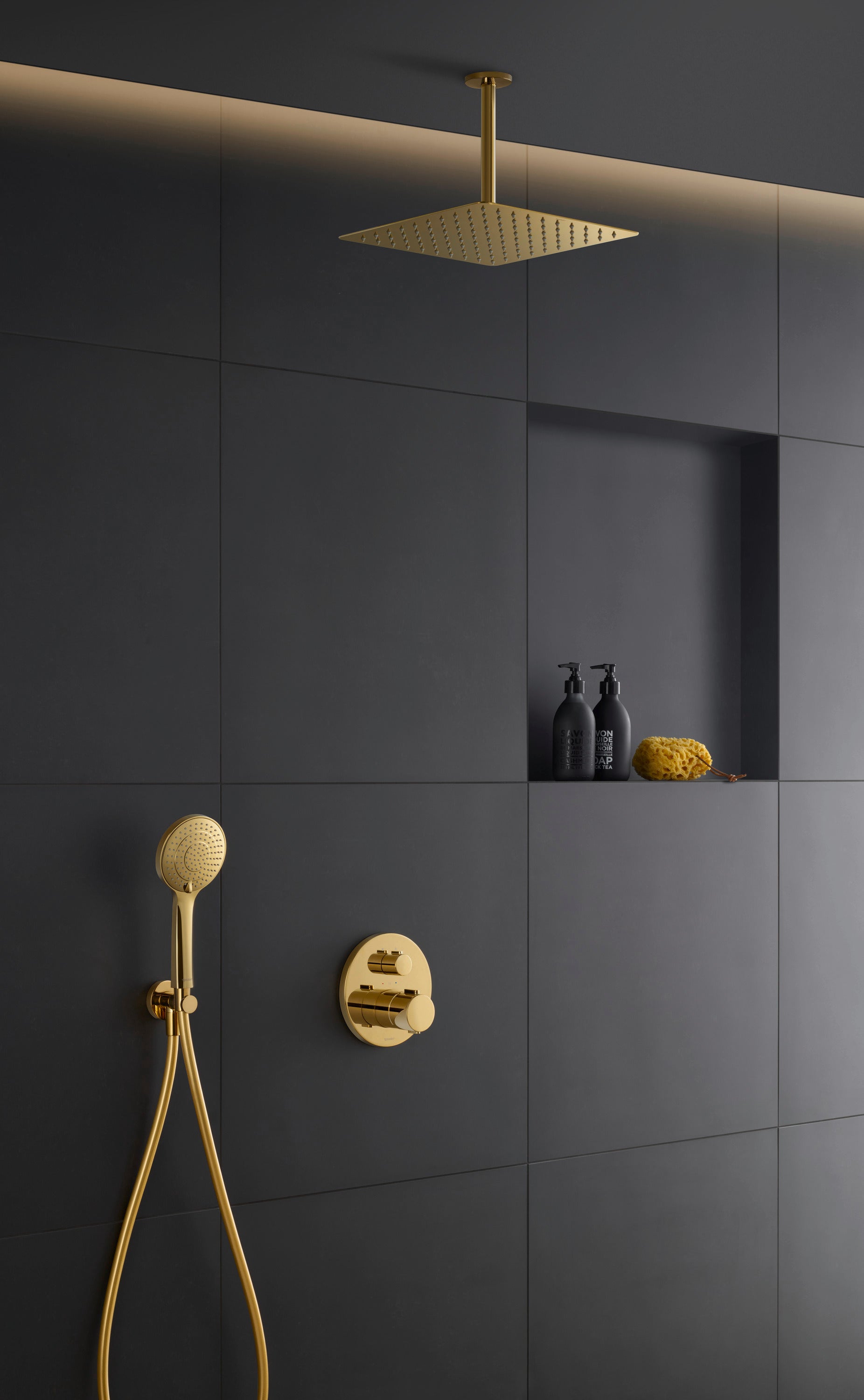 Duravit håndbruser i poleret guld, 3 stråletyper