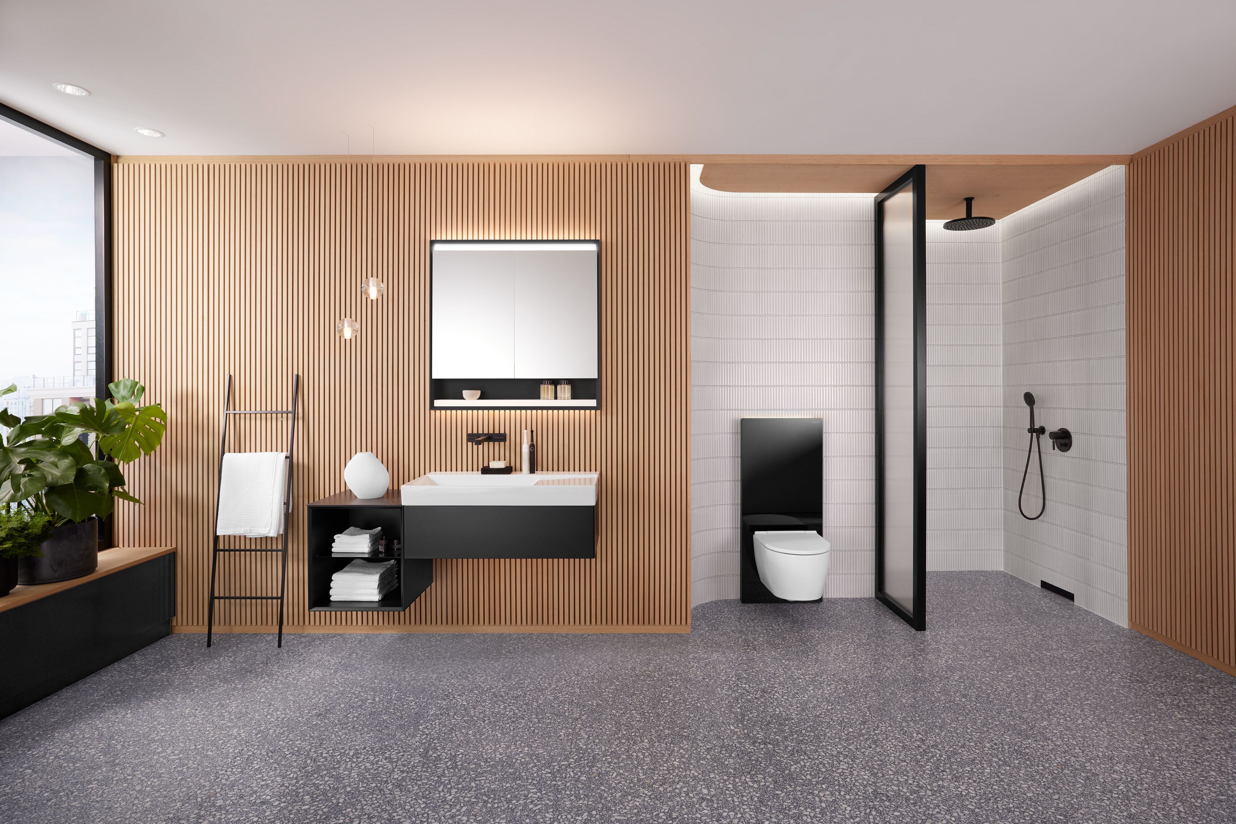 GEBERIT frontplade m/afdækning t/Shower Element plast mat sort