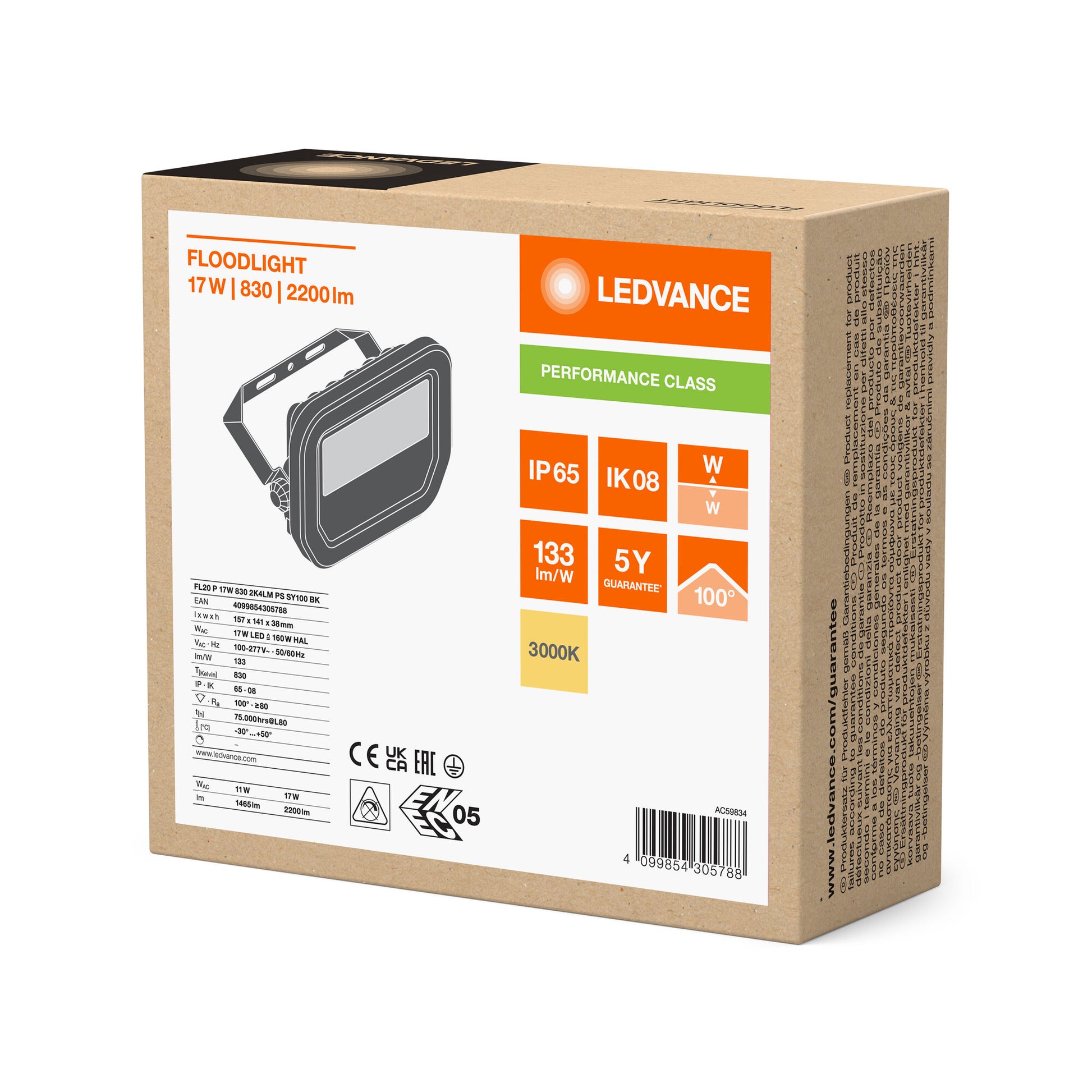 FLOOD PFM 17W/830 SORT