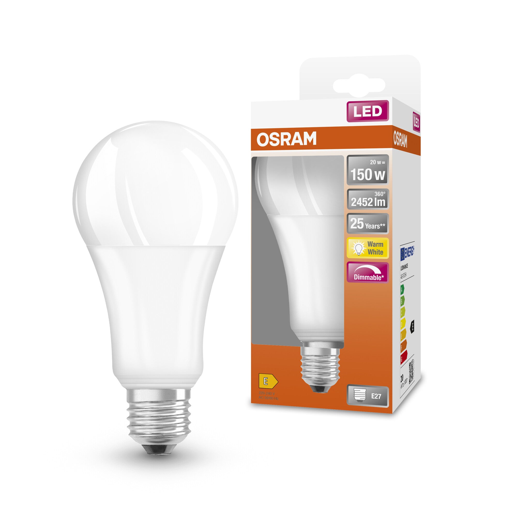 Osram LED standard mat 20W/827 2452 lumen, E27, dæmpbar HS