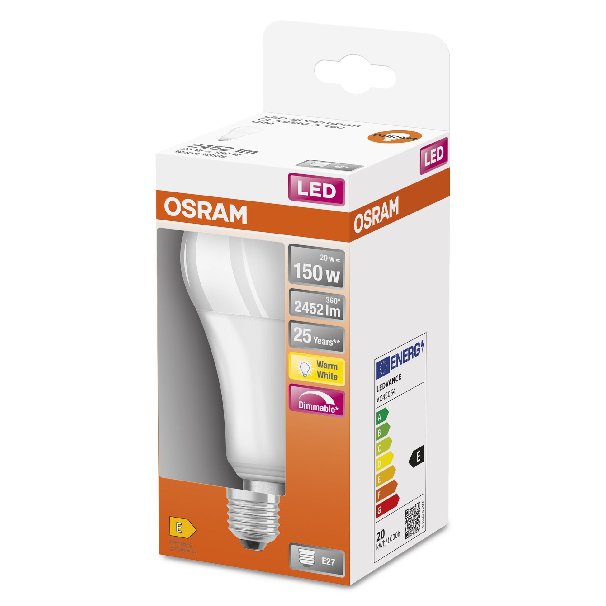 Osram LED standard mat 20W/827 2452 lumen, E27, dæmpbar HS