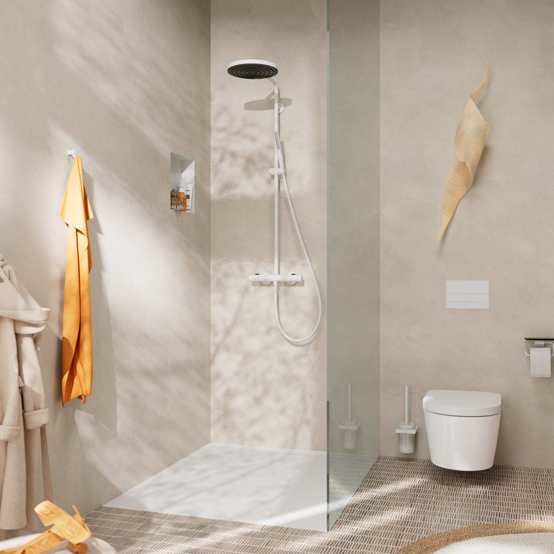 Hansgrohe Pulsify S Puro showerpipe 260 1jet EcoSmart, mat hvid