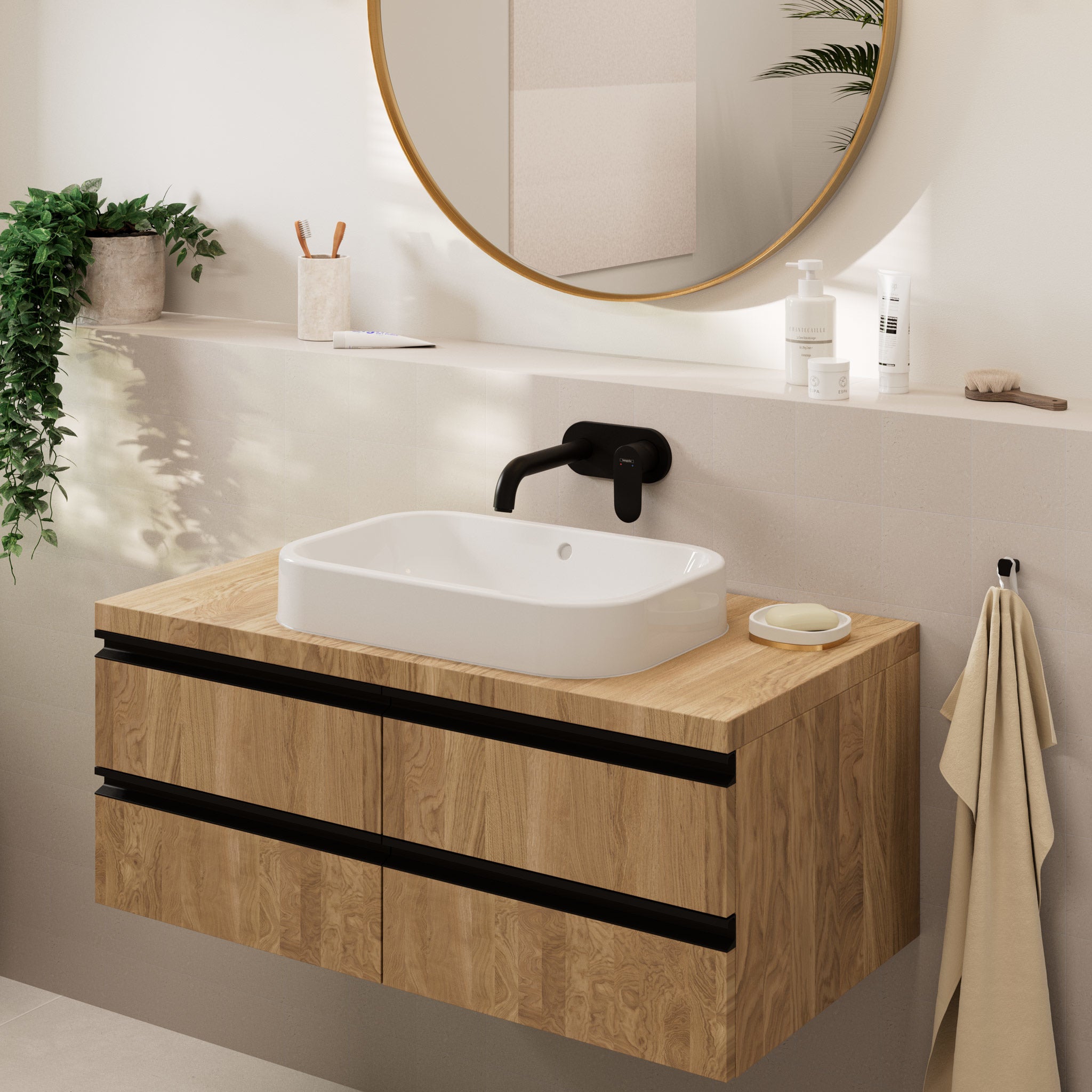 Hansgrohe Vernis Blend 2-huls håndvaskarmatur indbygning 207mm, mat sort