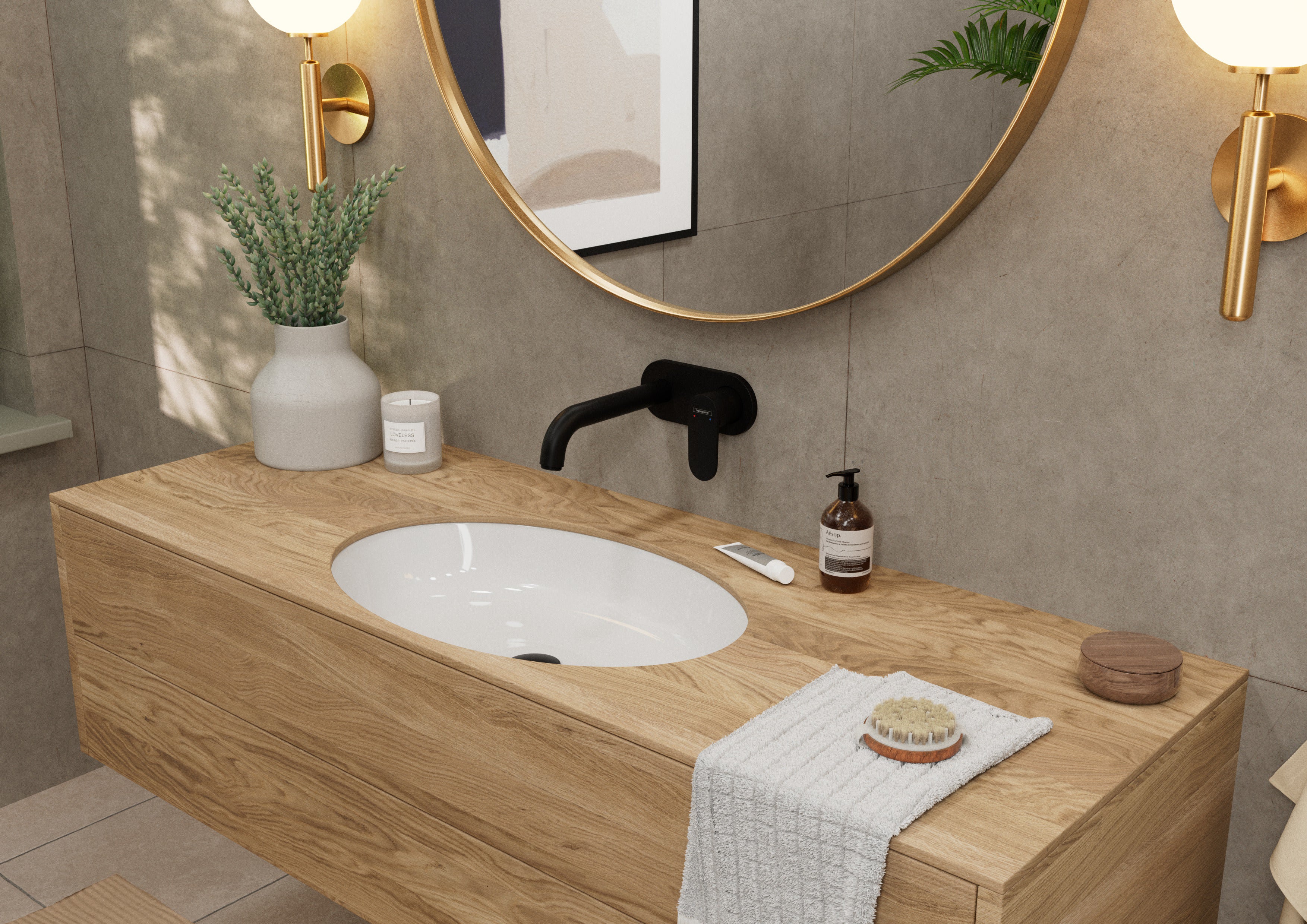 Hansgrohe Vernis Blend 2-huls håndvaskarmatur indbygning 207mm, mat sort