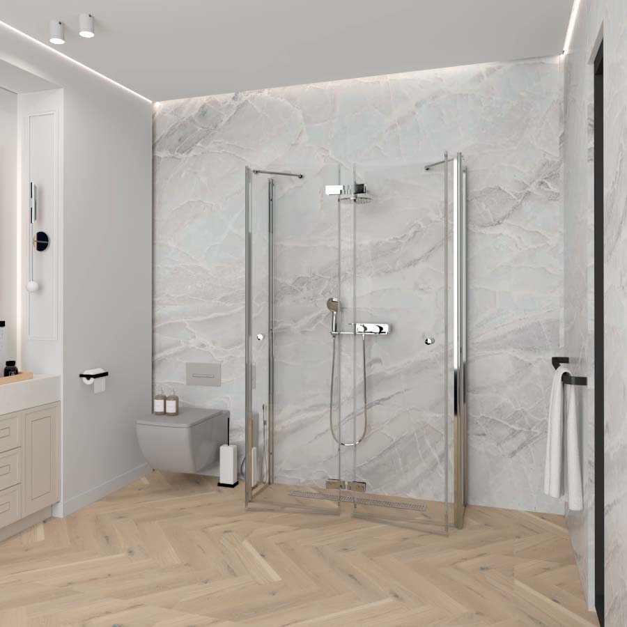 Shower enclosure Prisma 6 chrome profiles 90x90x2000