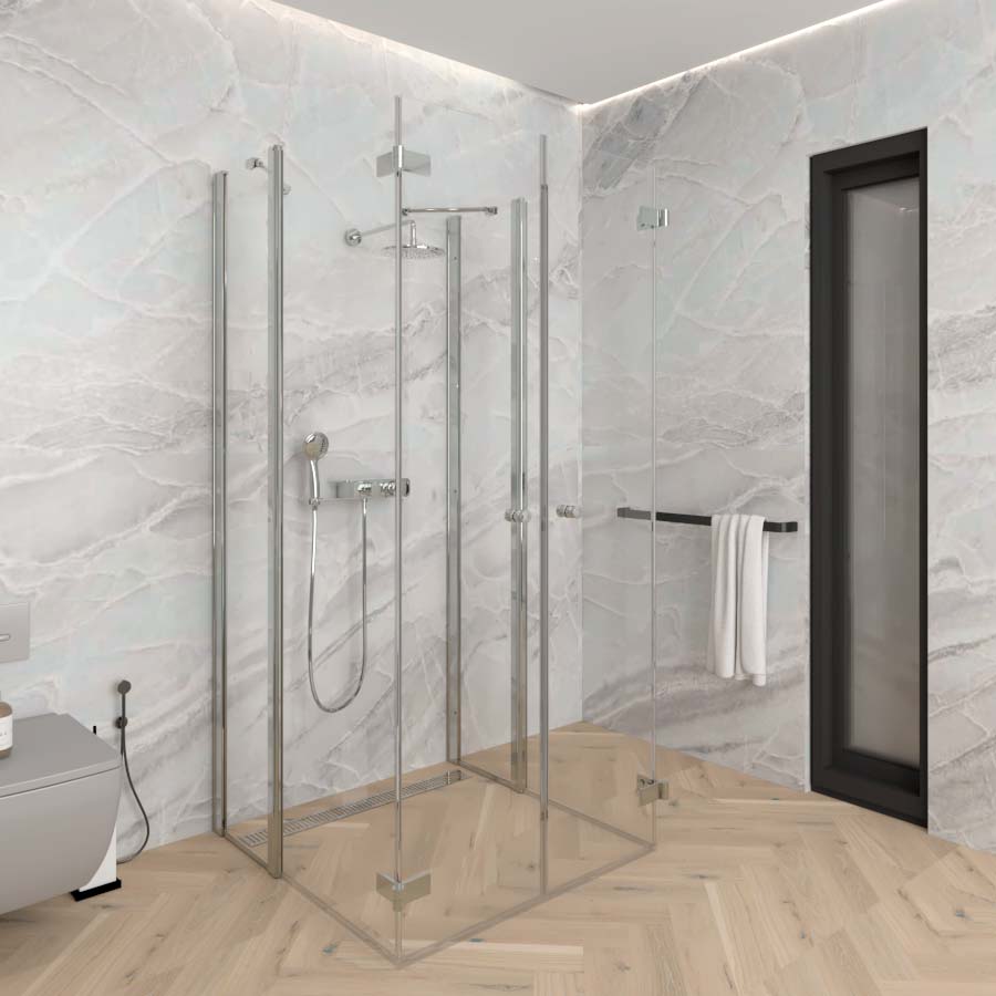 Shower enclosure Prisma 6 chrome profiles 90x90x2000