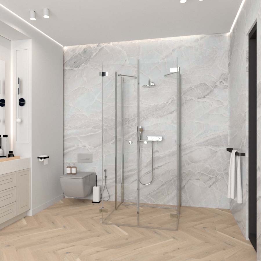 Shower enclosure Prisma 6 chrome profiles 90x90x2000