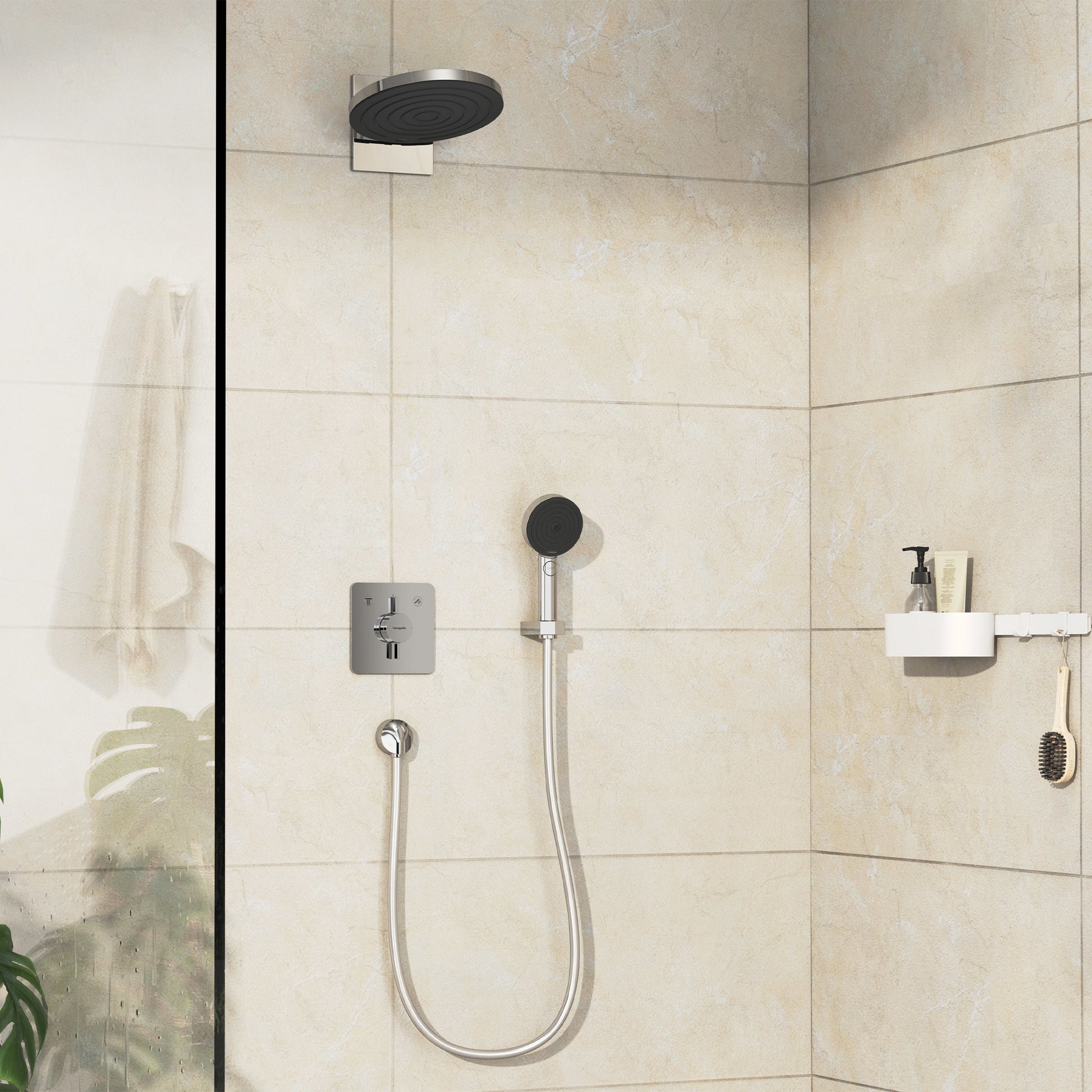 HANSGROHE DuoTurn Brusearmatur 155x155mm indb 2udtag metal/kunst